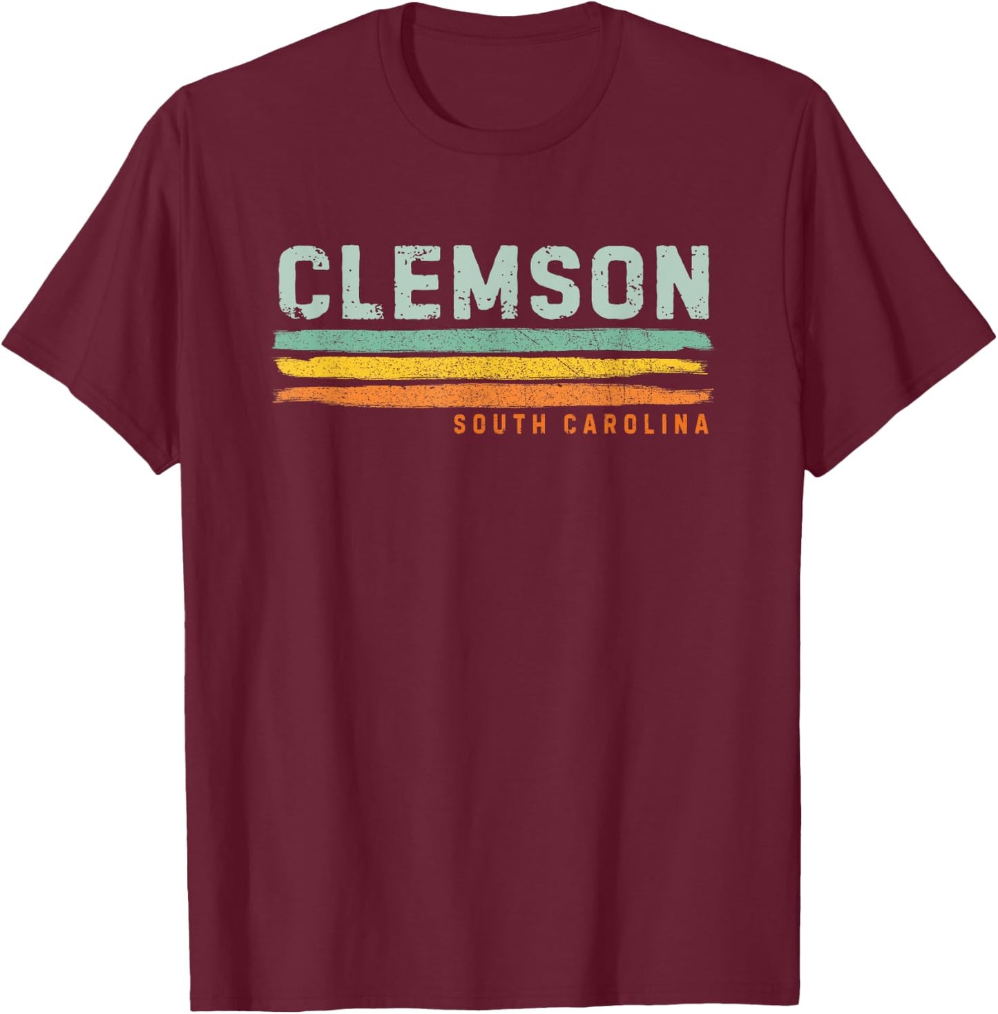 Vintage Stripes Clemson SC T-Shirt - T-Shirt | Maroon