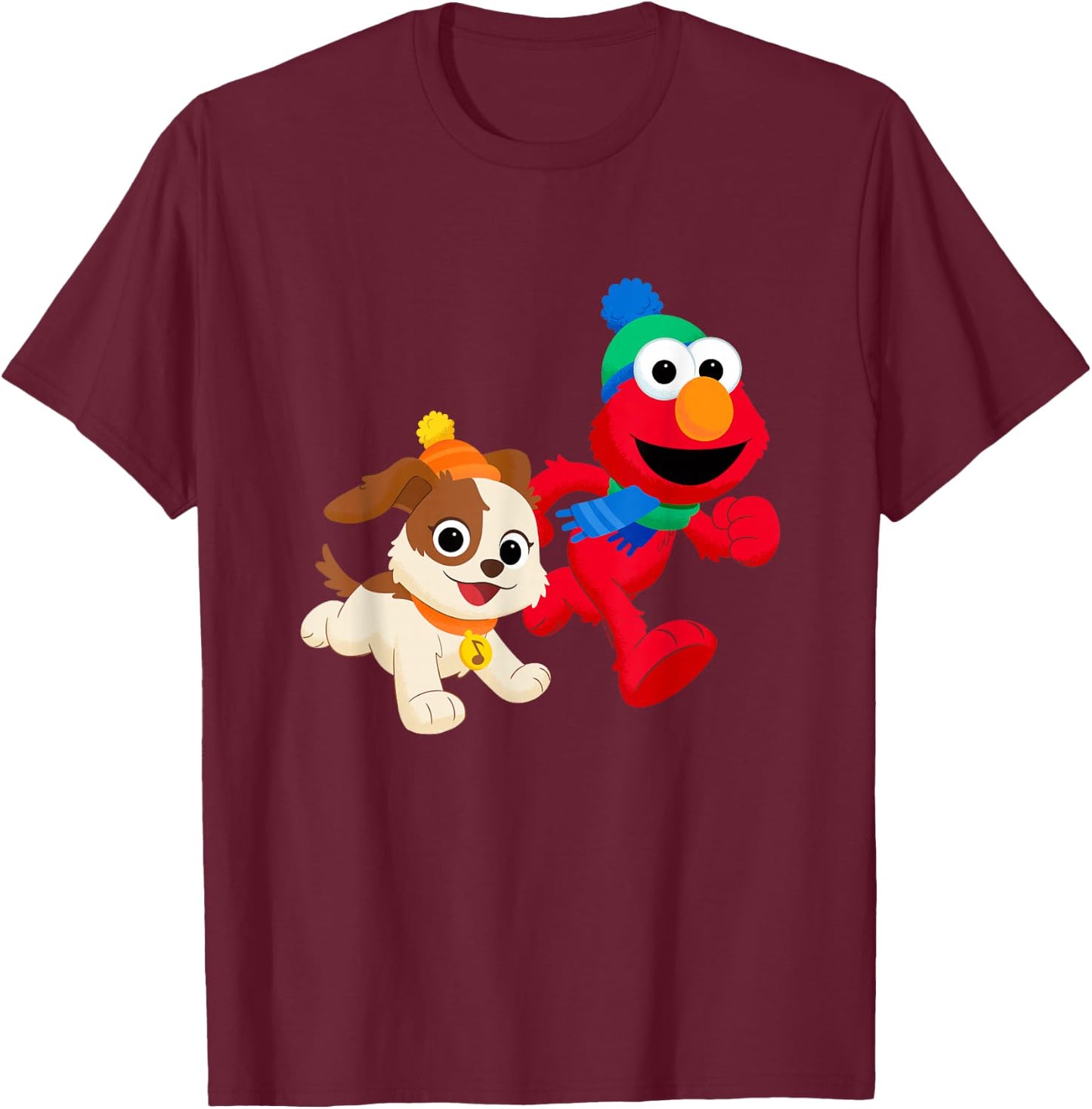 Sesame Street Best Friends, Elmo and Tango Winter Fun T-Shirt - T-Shirt | Maroon