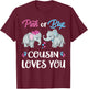 Pink Or Blue Cousin Loves You Elephants Gender Reveal Family T-Shirt - T-Shirt | Maroon