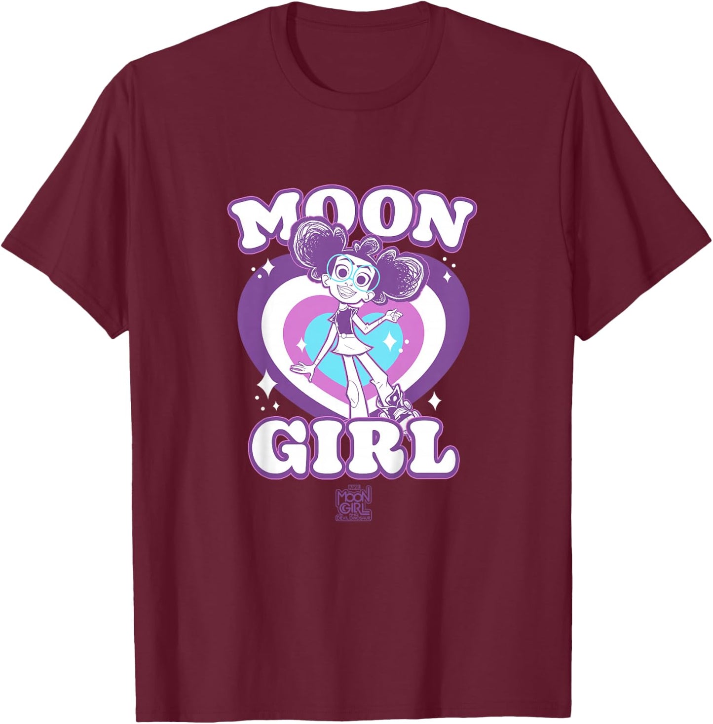 Kids Marvel Moon Girl And Devil Dinosaur Moon Girl Retro Hearts T-Shirt - T-Shirt | Maroon