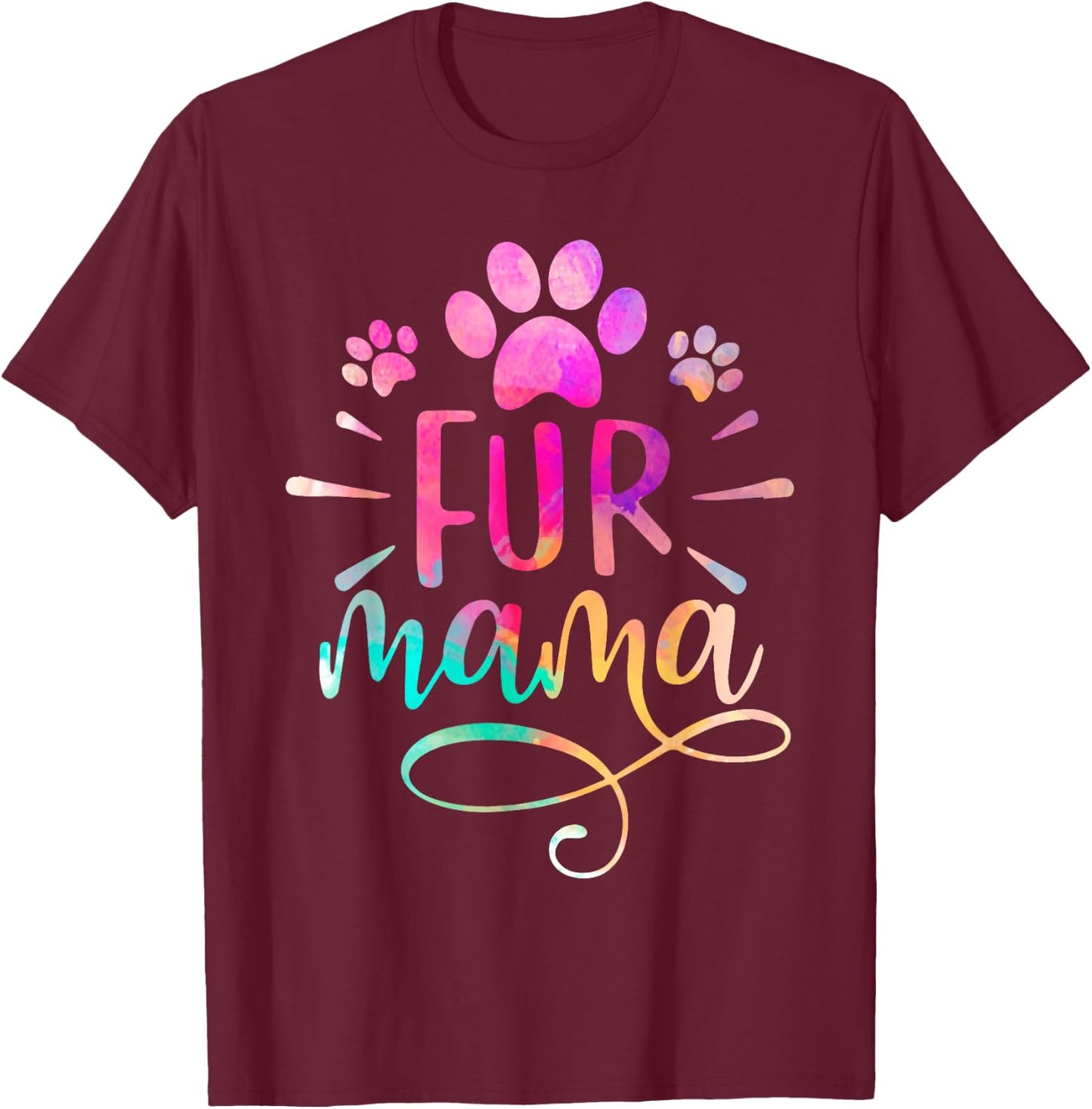 Fur Mama Women Cat and Dog Owner Cat mom dog mom T-Shirt - T-Shirt | Maroon