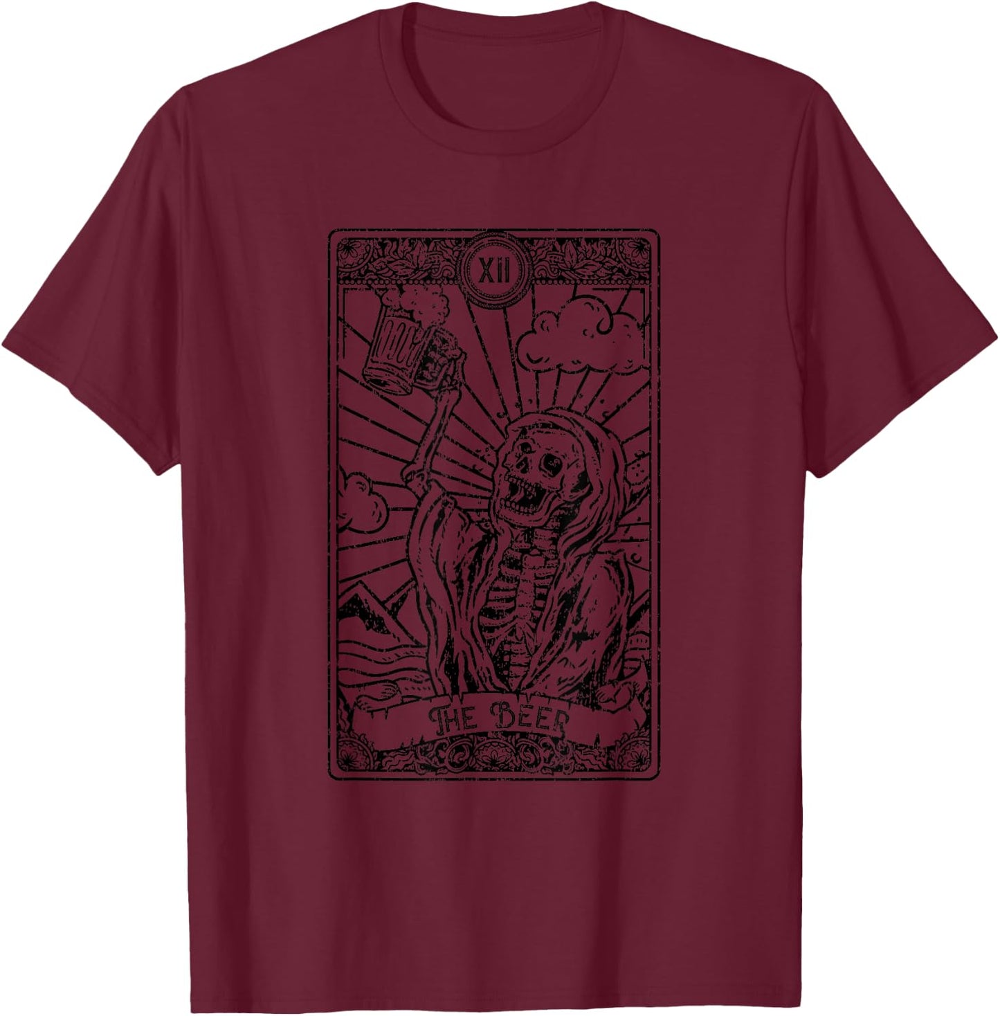 The Beer Tarot Card T-Shirt - T-Shirt | Maroon