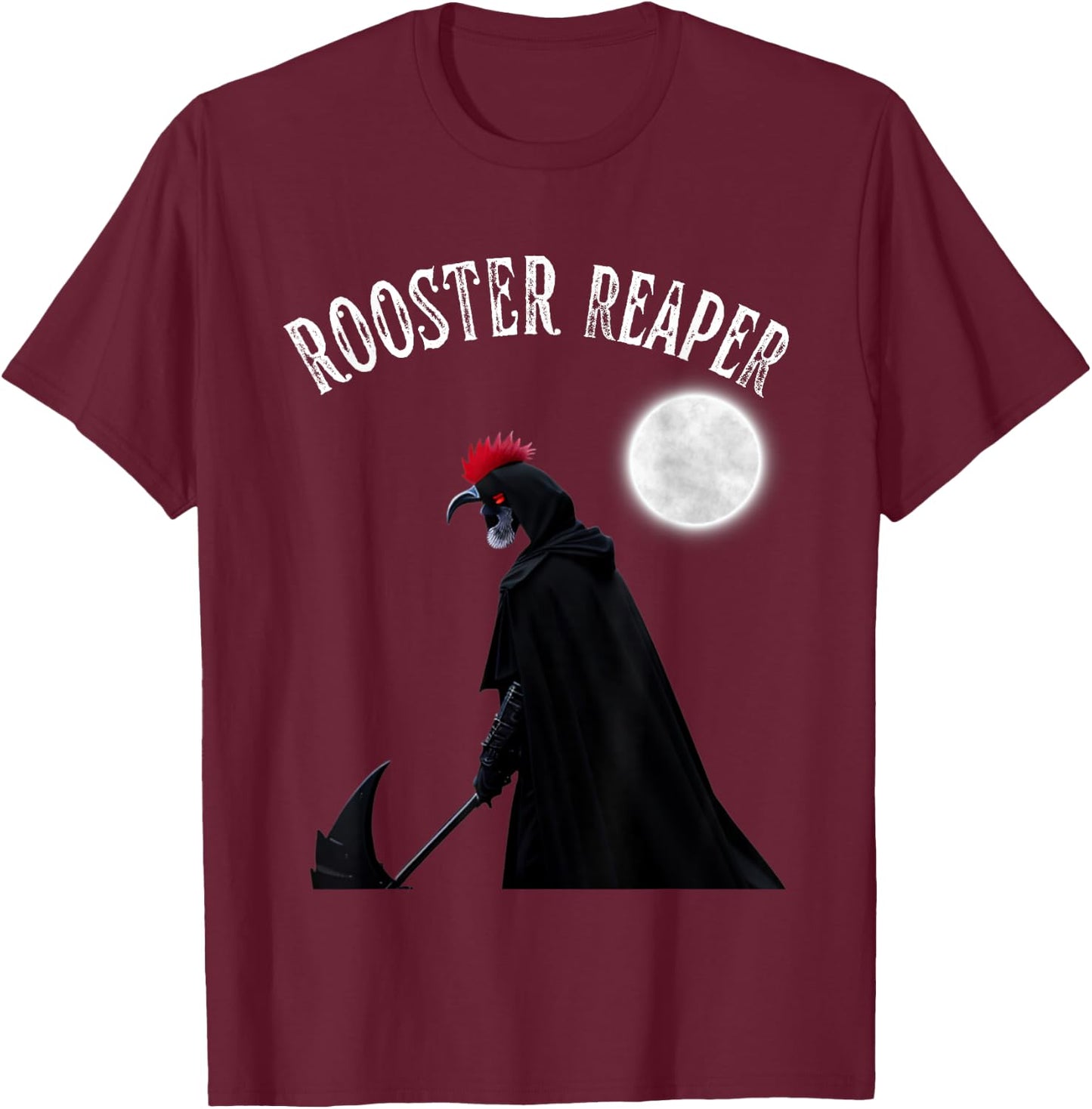 Halloween Scary Chicken Rooster Reaper Goth Farmer T-Shirt - T-Shirt | Maroon