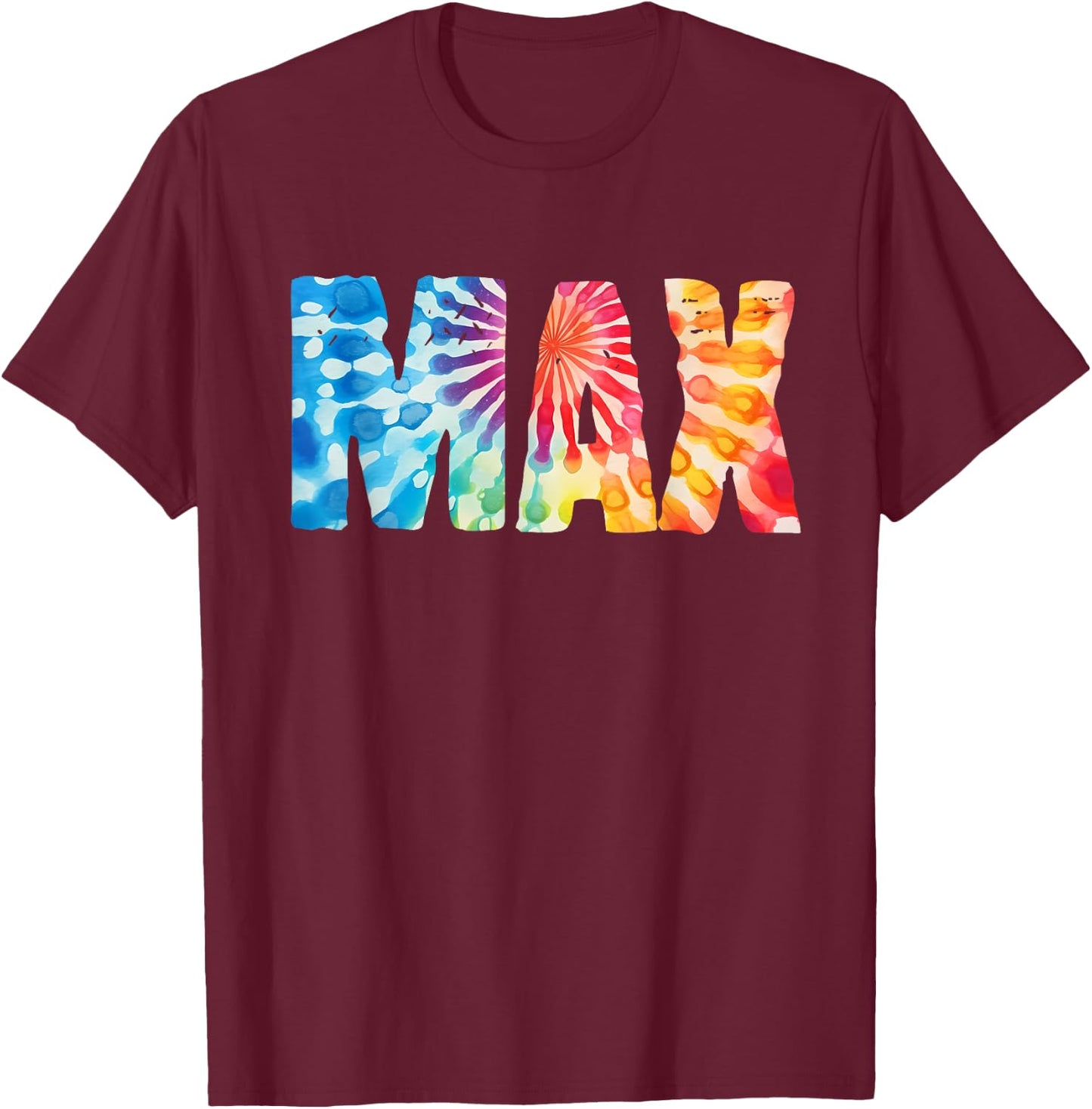 Max Tie Dye Color Burst Name T-Shirt - T-Shirt | Maroon