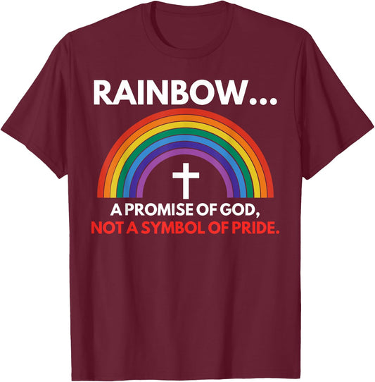 Rainbow A Promise Of God Not A Symbol Of Pride T-Shirt - T-Shirt | Maroon