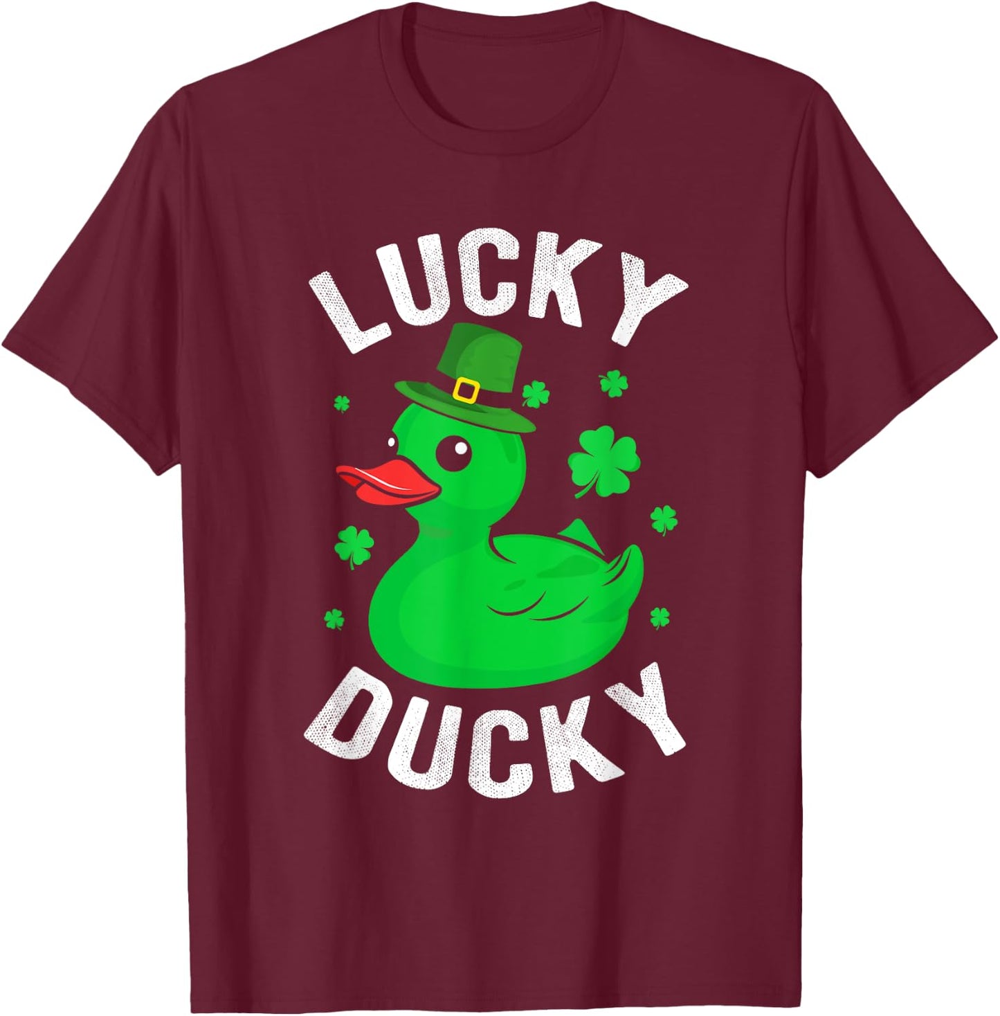 Lucky Ducky Clover St Patrick's Day Beer Ireland Irish T-Shirt - T-Shirt | Maroon