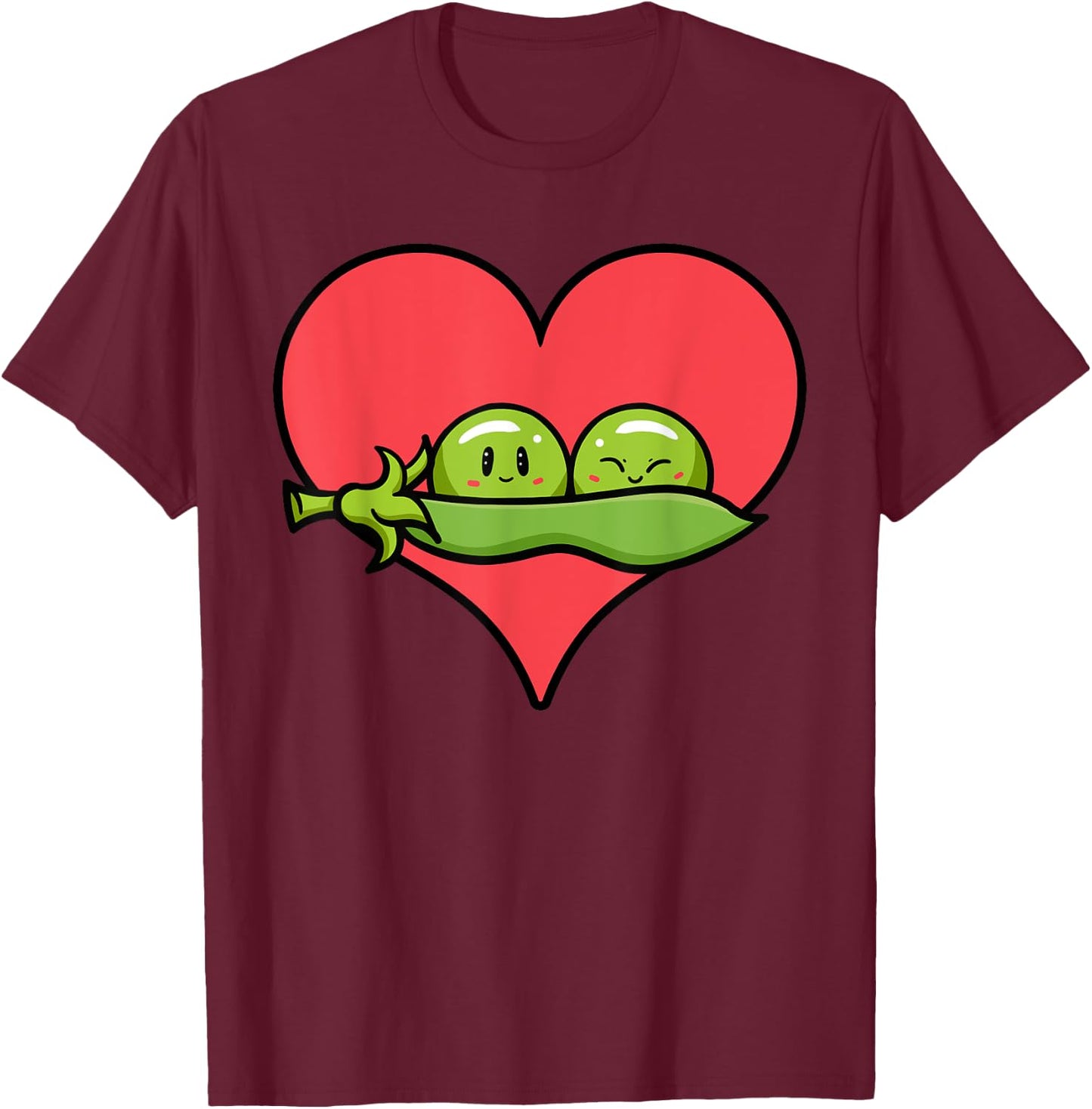 Pea Heart Vegetarian Seed Pod Flowering Plant Vegans T-Shirt - T-Shirt | Maroon