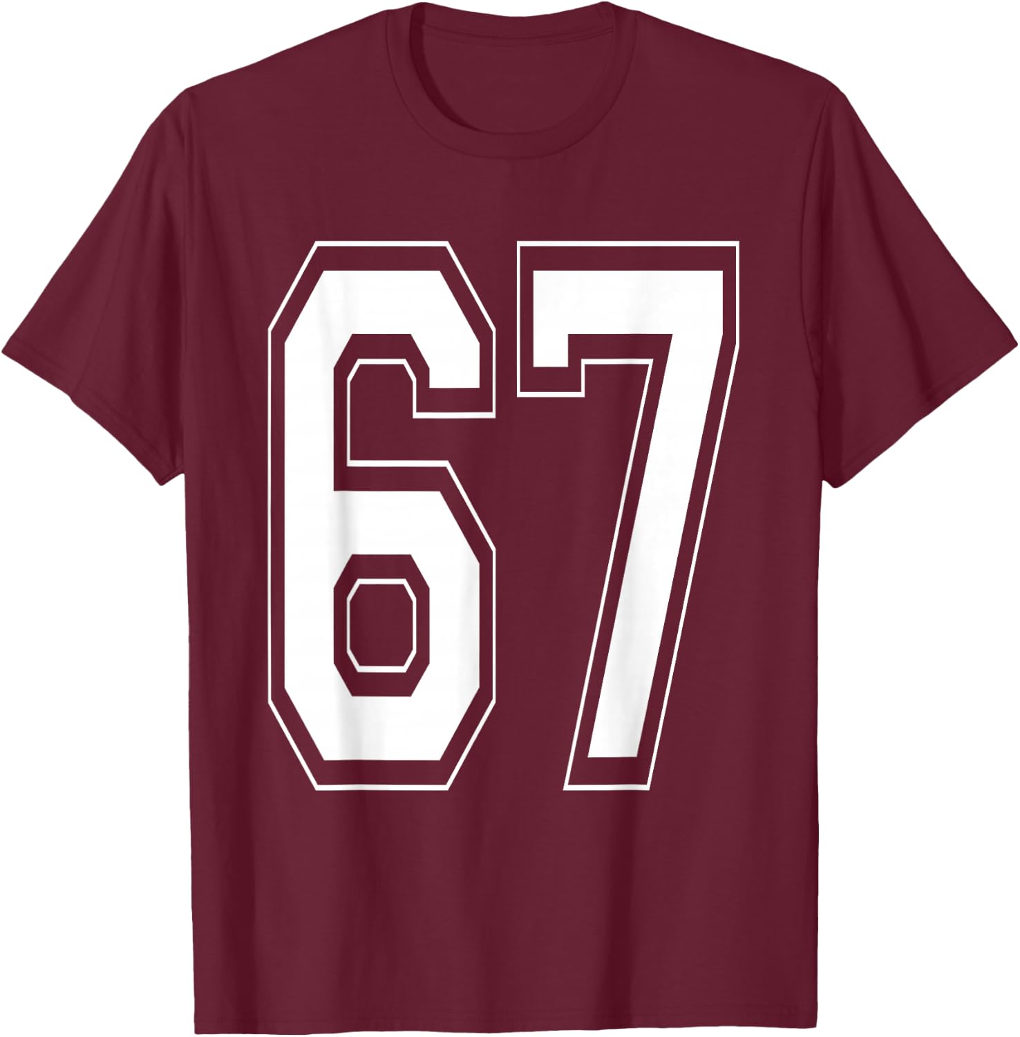 Number 67 Baseball Football Soccer Numbered Jersey T-Shirt - T-Shirt | Maroon