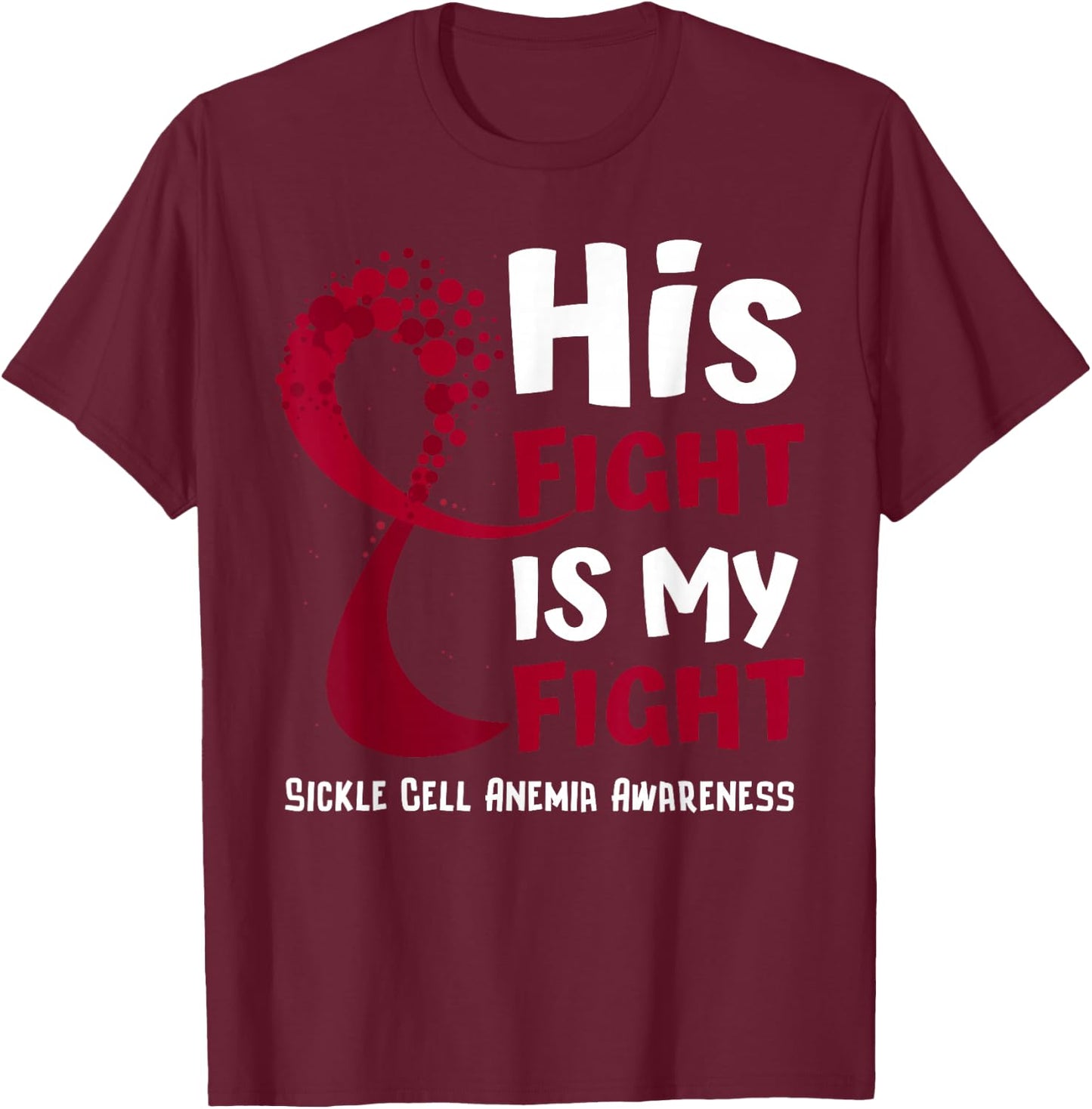 Sickle Cell Anemia Awareness Burgundy Ribbon Family Fighter T-Shirt - T-Shirt | Maroon