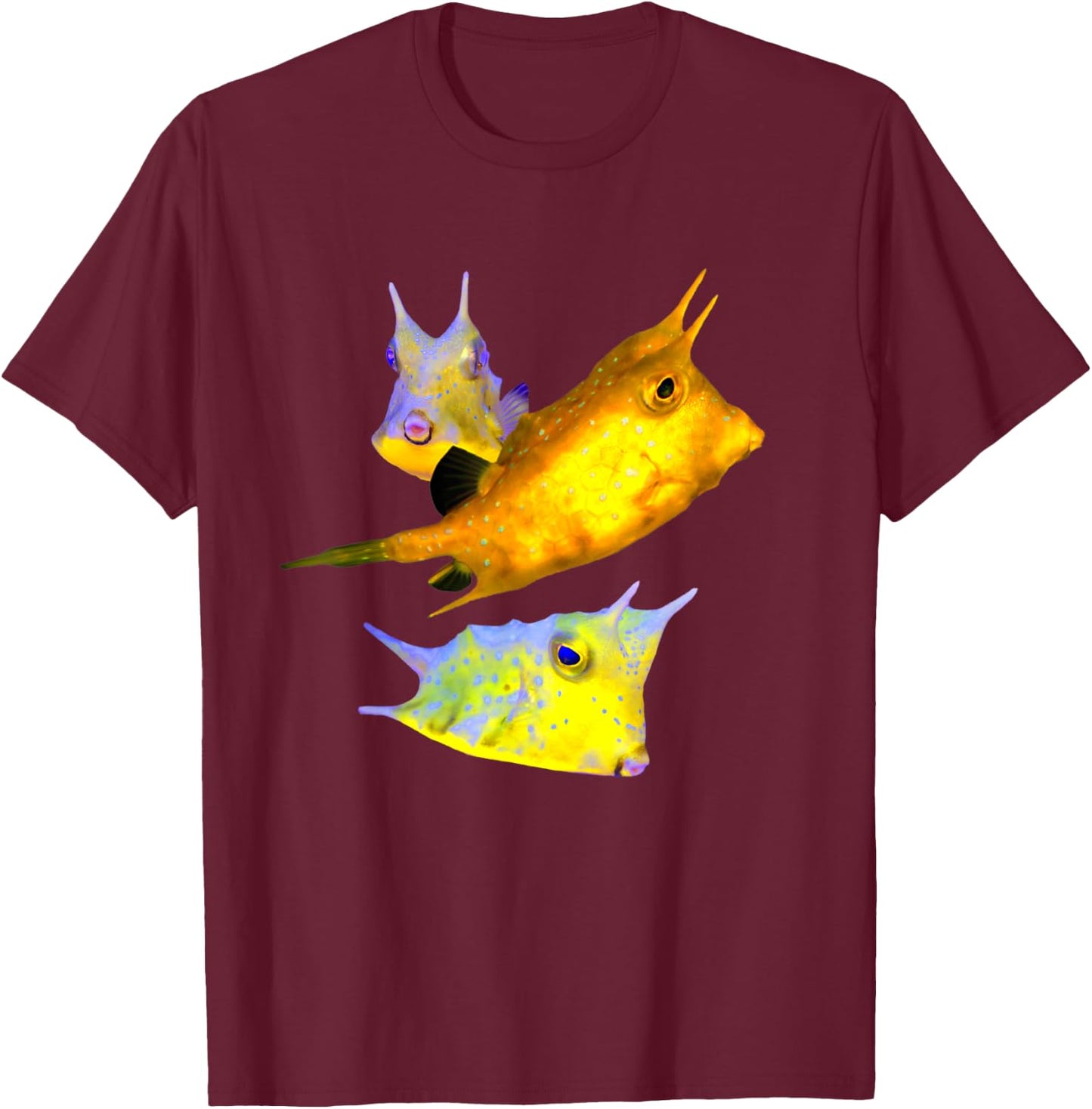 Codfish Fish Saltwater Aquarium Reef Tank Cowfish Lovers T-Shirt - T-Shirt | Maroon