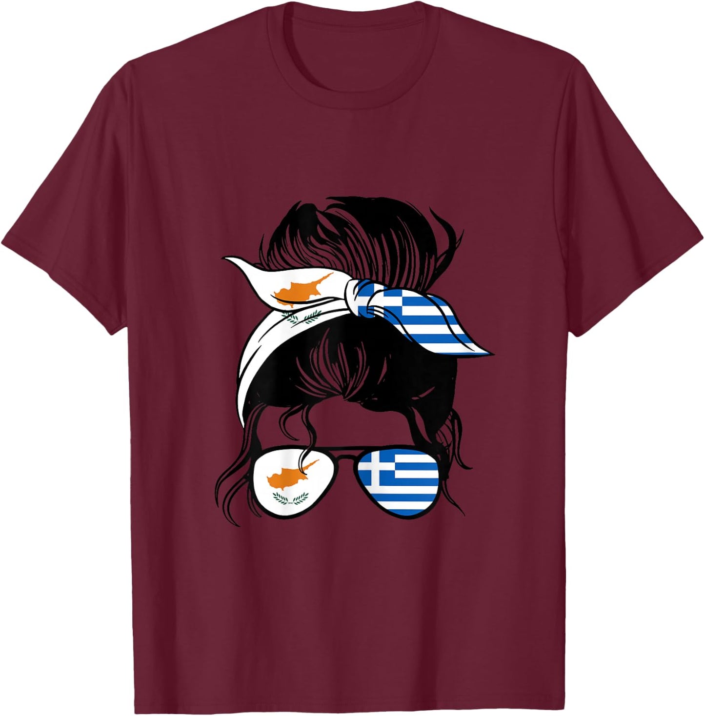 Half Cypriot half Greek Roots Cyprus and Greece Heritage T-Shirt - T-Shirt | Maroon