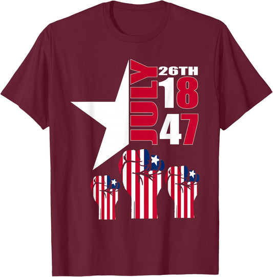 July 26 Liberia Independence Day Love Liberia Flag Fist T-Shirt - T-Shirt | Maroon