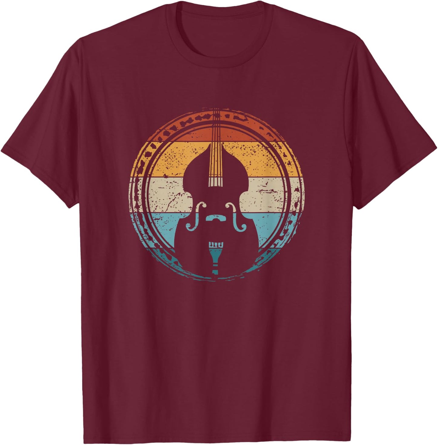 Upright Bass Gifts for Double Bass Players Contrabass Orchestra Upright Bass Retro Double Bass T-Shirt - T-Shirt | Maroon
