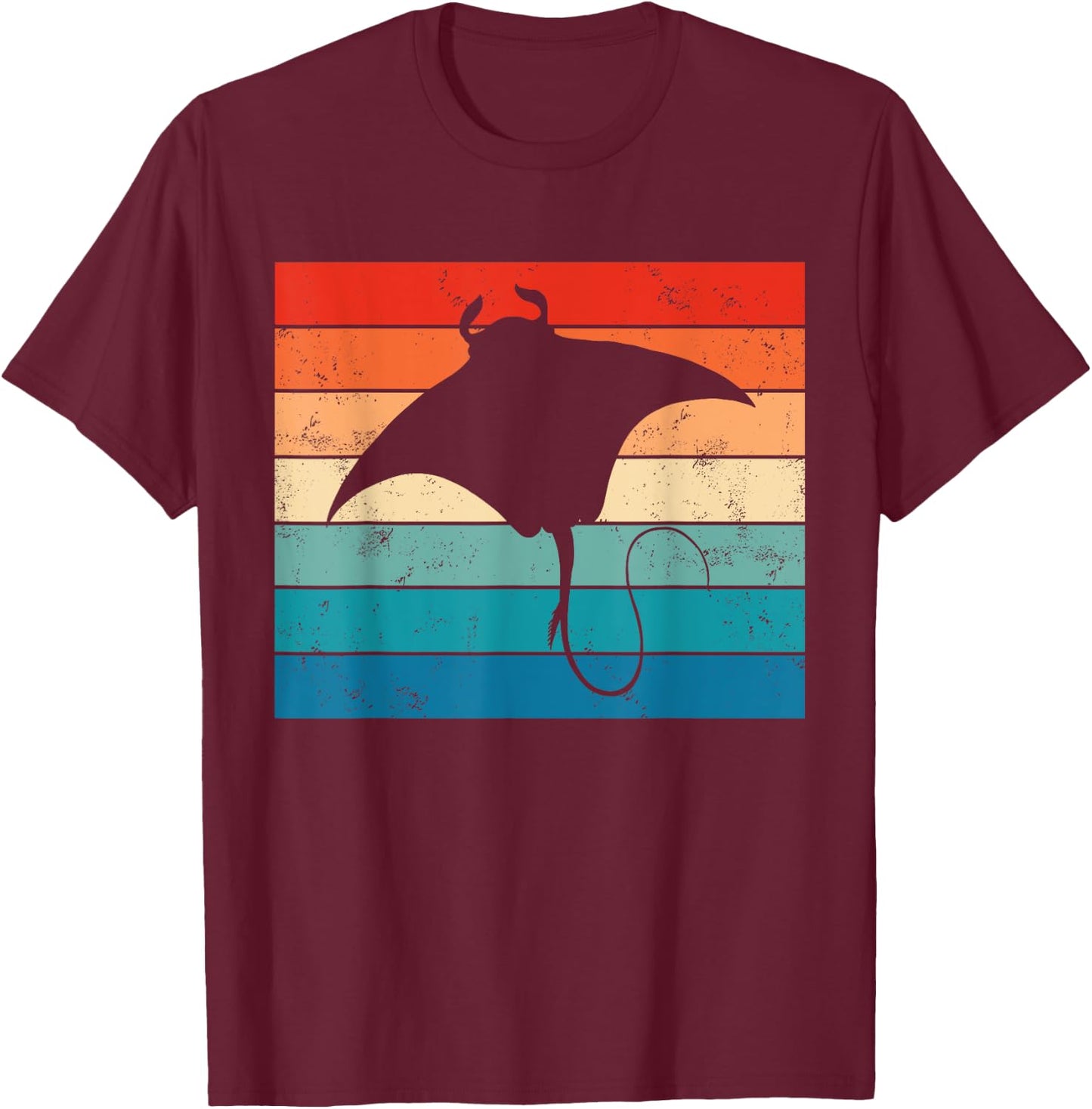 Ocean Animal Scuba Diving Stingray Retro Manta Ray Retro T-Shirt - T-Shirt | Maroon