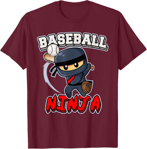 Baseball Ninja Player Batter Baseball T-Shirt - T-Shirt | Maroon