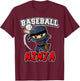 Baseball Ninja Player Batter Baseball T-Shirt - T-Shirt | Maroon
