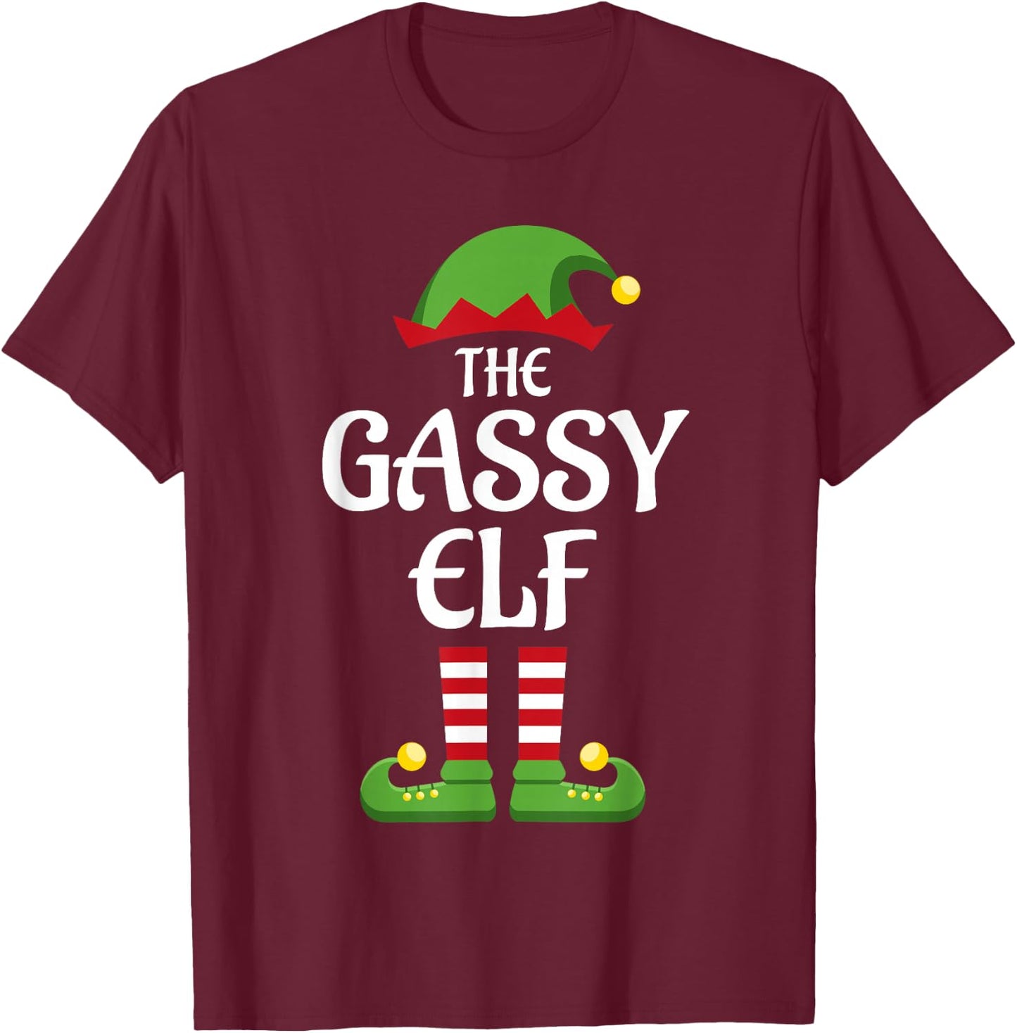 Gassy Elf Family Matching Group Christmas T-Shirt - T-Shirt | Maroon