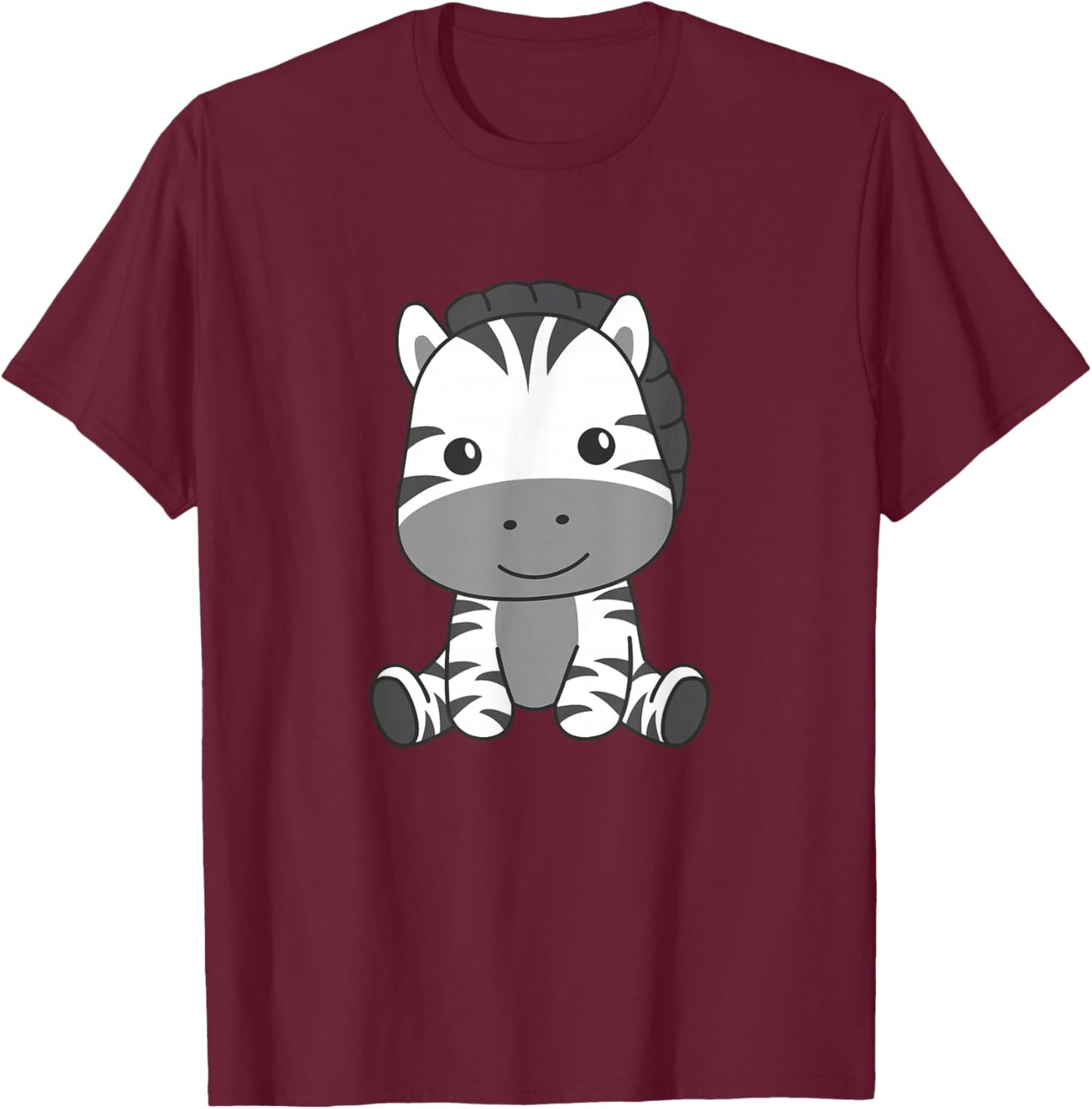 Zebra Cute Animals for Children Manga Zebra T-Shirt - T-Shirt | Maroon