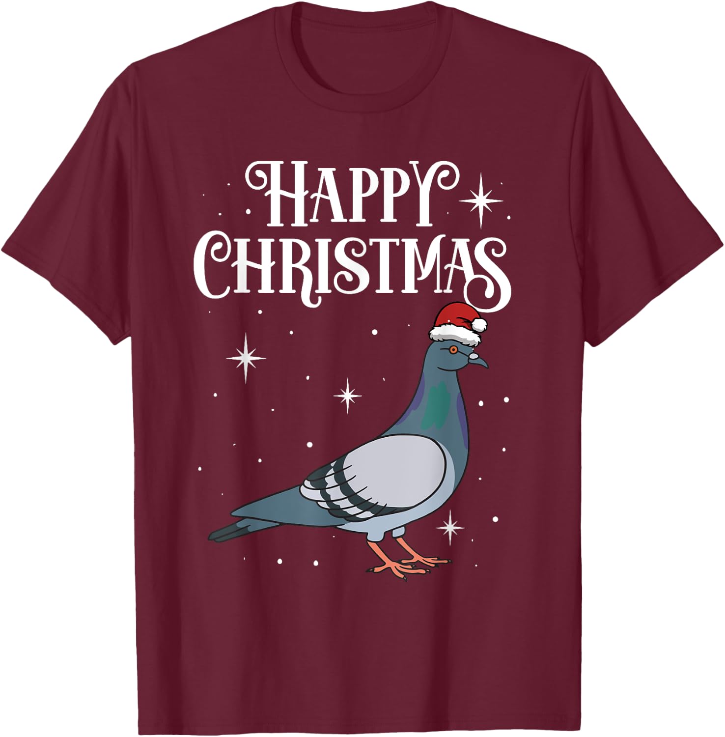 Happy Christmas Santa Hat Pigeon Breeders Birding T-Shirt - T-Shirt | Maroon