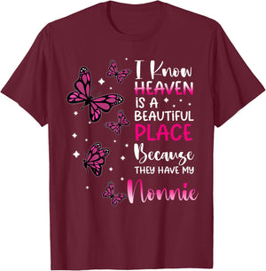 Heaven is Beautiful Place Because They Have my Nonnie Angel T-Shirt - T-Shirt | Maroon