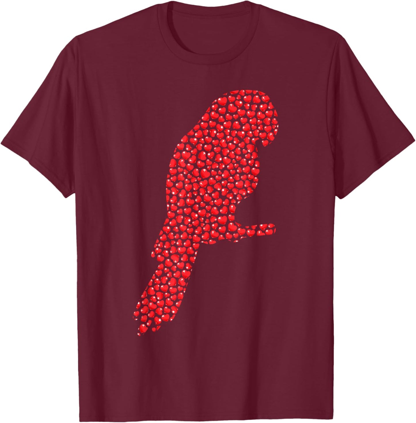 Parrot Bird Lover Heart Shape Parrot Valentine's Day T-Shirt - T-Shirt | Maroon