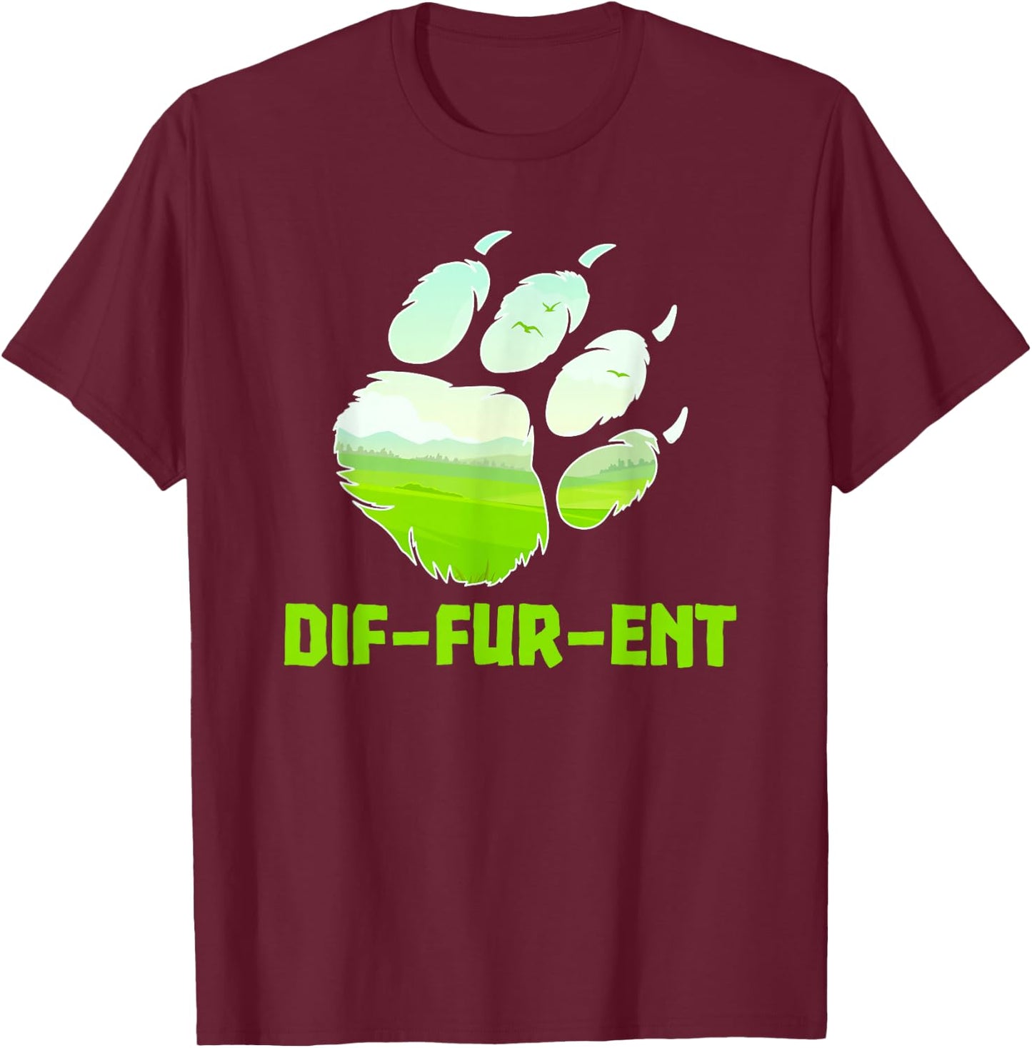 Furry DifFurEnt Wolf Dog Paw Furry Fandom Cosplay Men Women Girls Kids T-Shirt - T-Shirt | Maroon