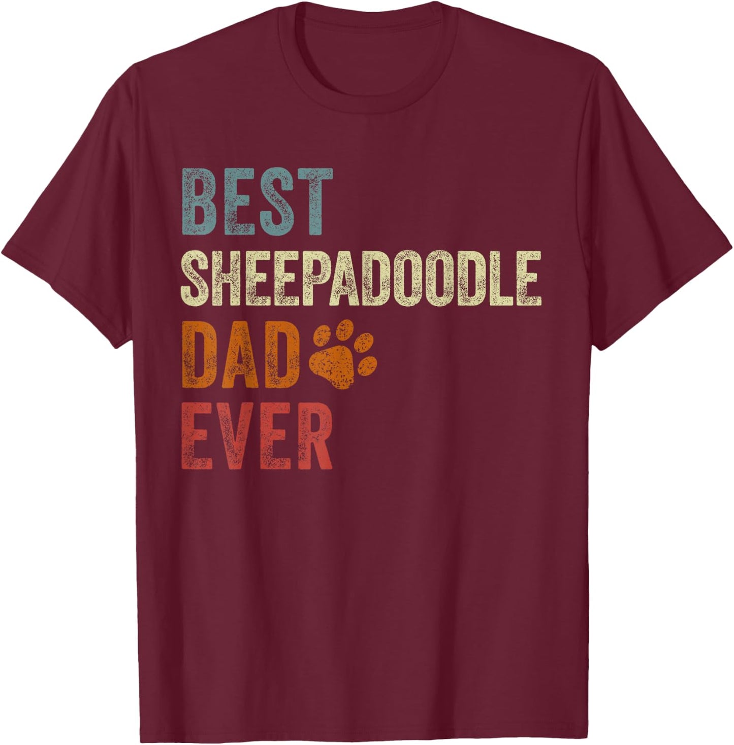 Retro Best Sheepadoodle Dad Ever Sheepadoodle Father's Day T-Shirt - T-Shirt | Maroon