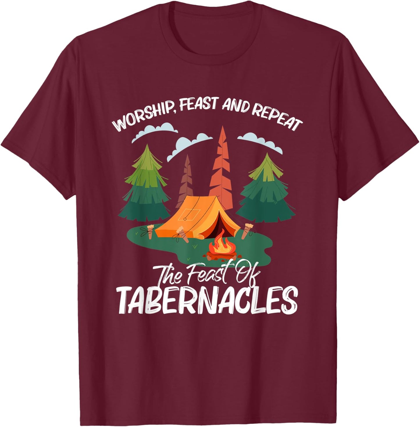 Worship Feast Repeat Feast Of Tabernacles Hebrew Israelite T-Shirt - T-Shirt | Maroon