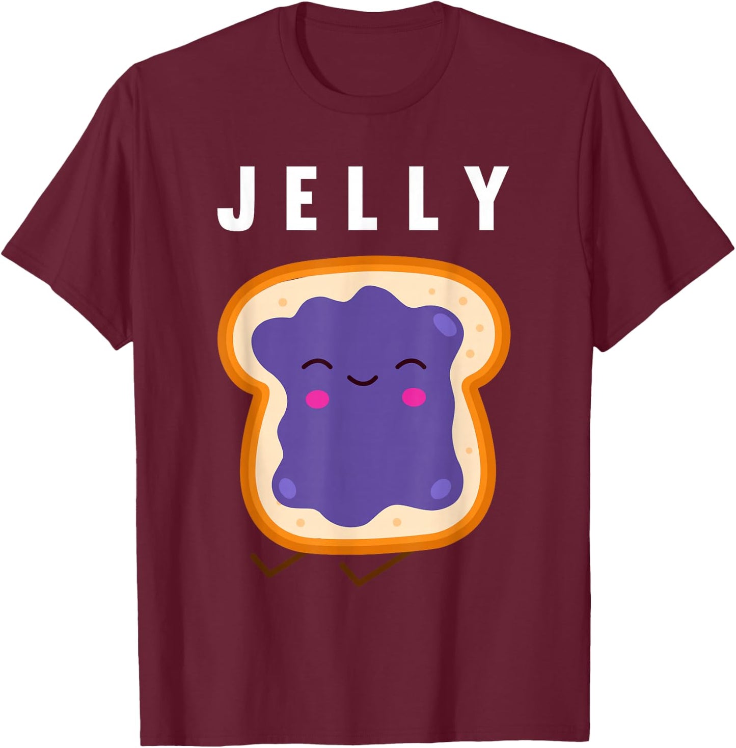 Peanut Butter and Jelly Best Friend Matching Small T-Shirt - T-Shirt | Maroon
