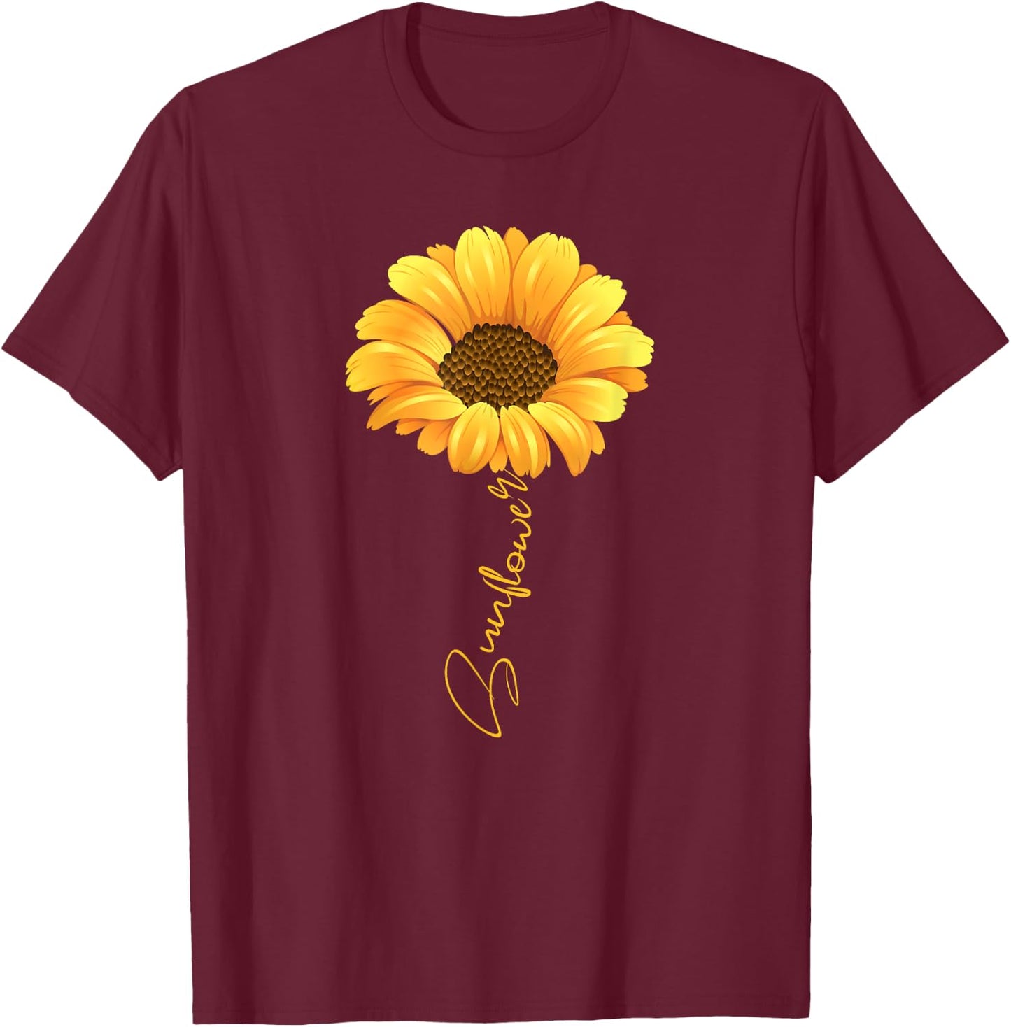 Beautiful sunflower with lettering sunflower shirt T-Shirt - T-Shirt | Maroon