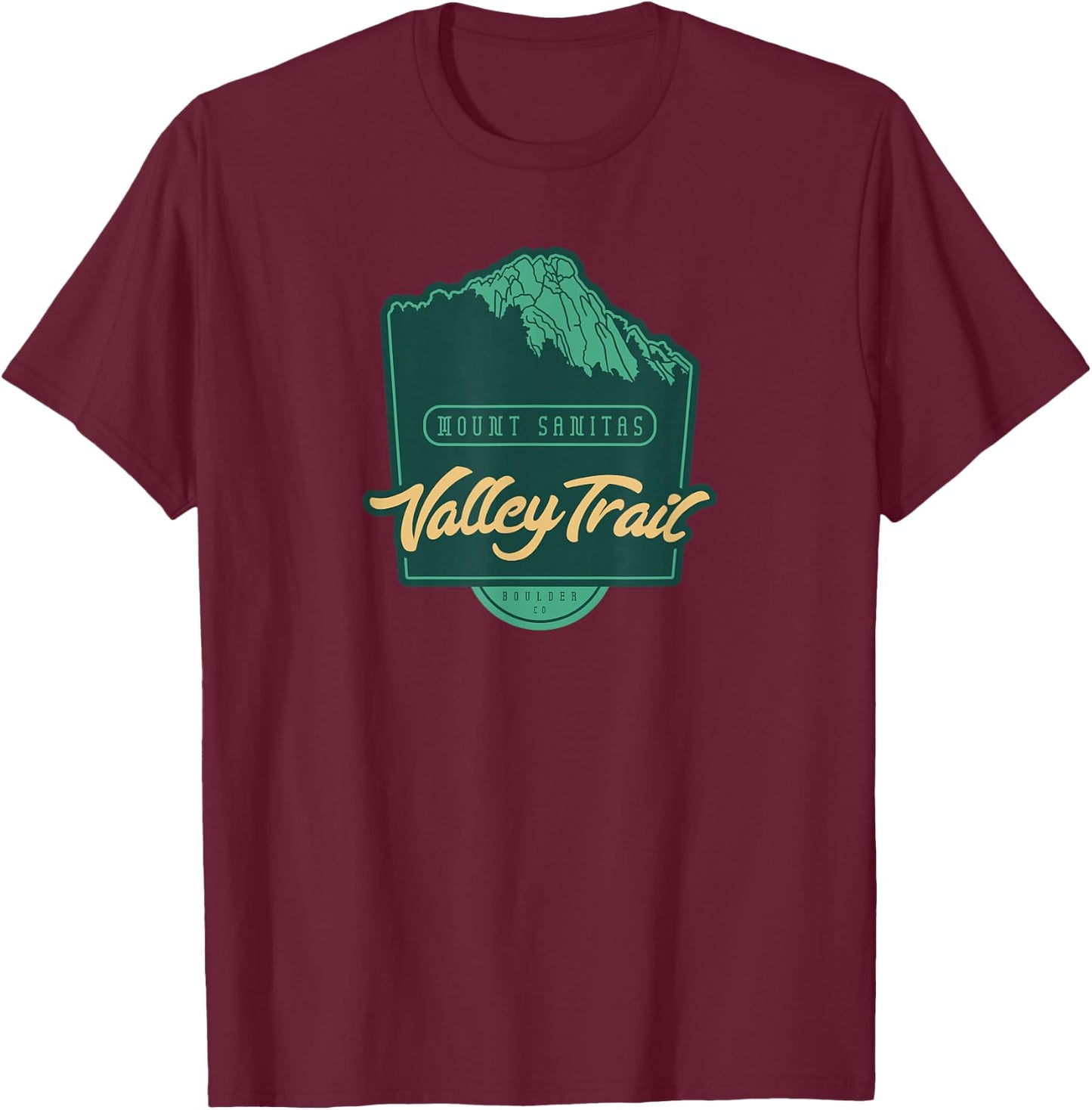Mount Sanitas and Sanitas Valley Loop Trail – Boulder, CO T-Shirt - T-Shirt | Maroon