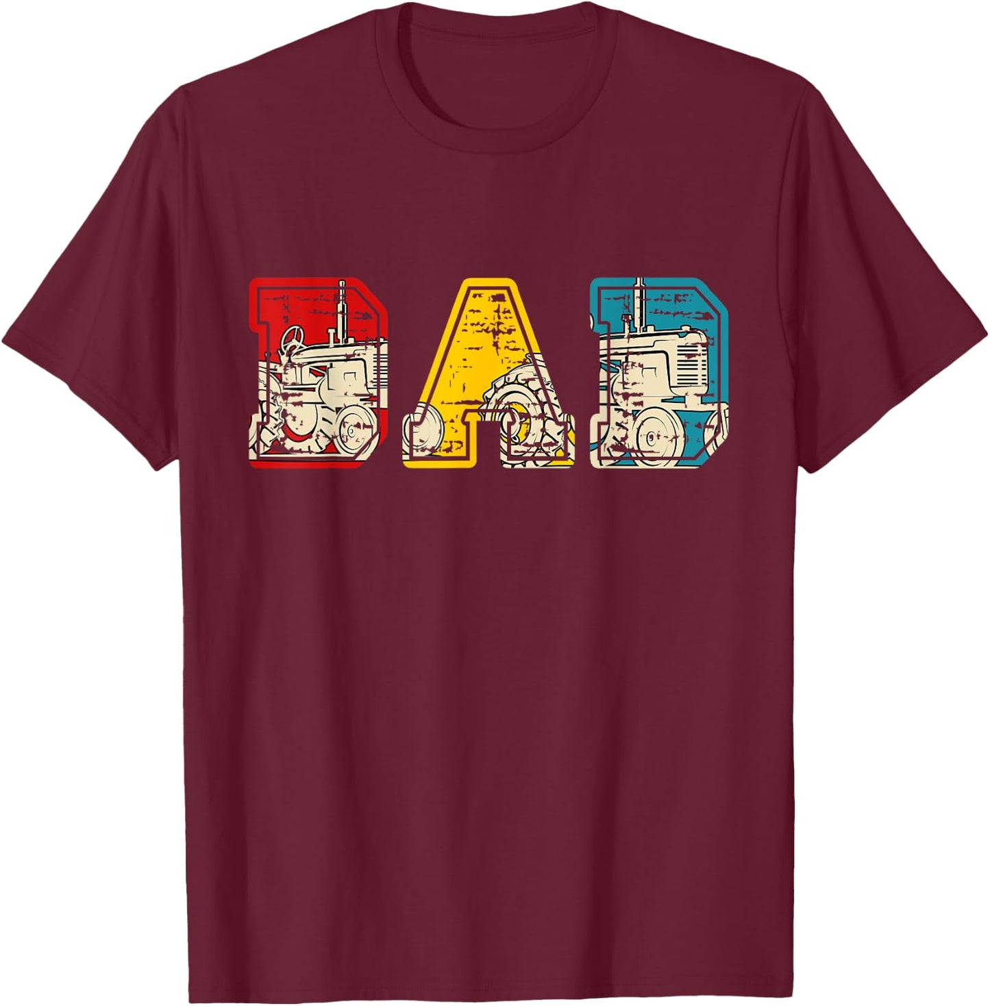 Vintage DAD Costume Tractor Matching Driver Family Lover T-Shirt - T-Shirt | Maroon