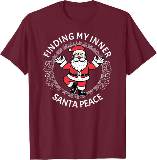 Finding My Inner Santa Peace - Christmas Yoga Meditation T-Shirt - T-Shirt | Maroon