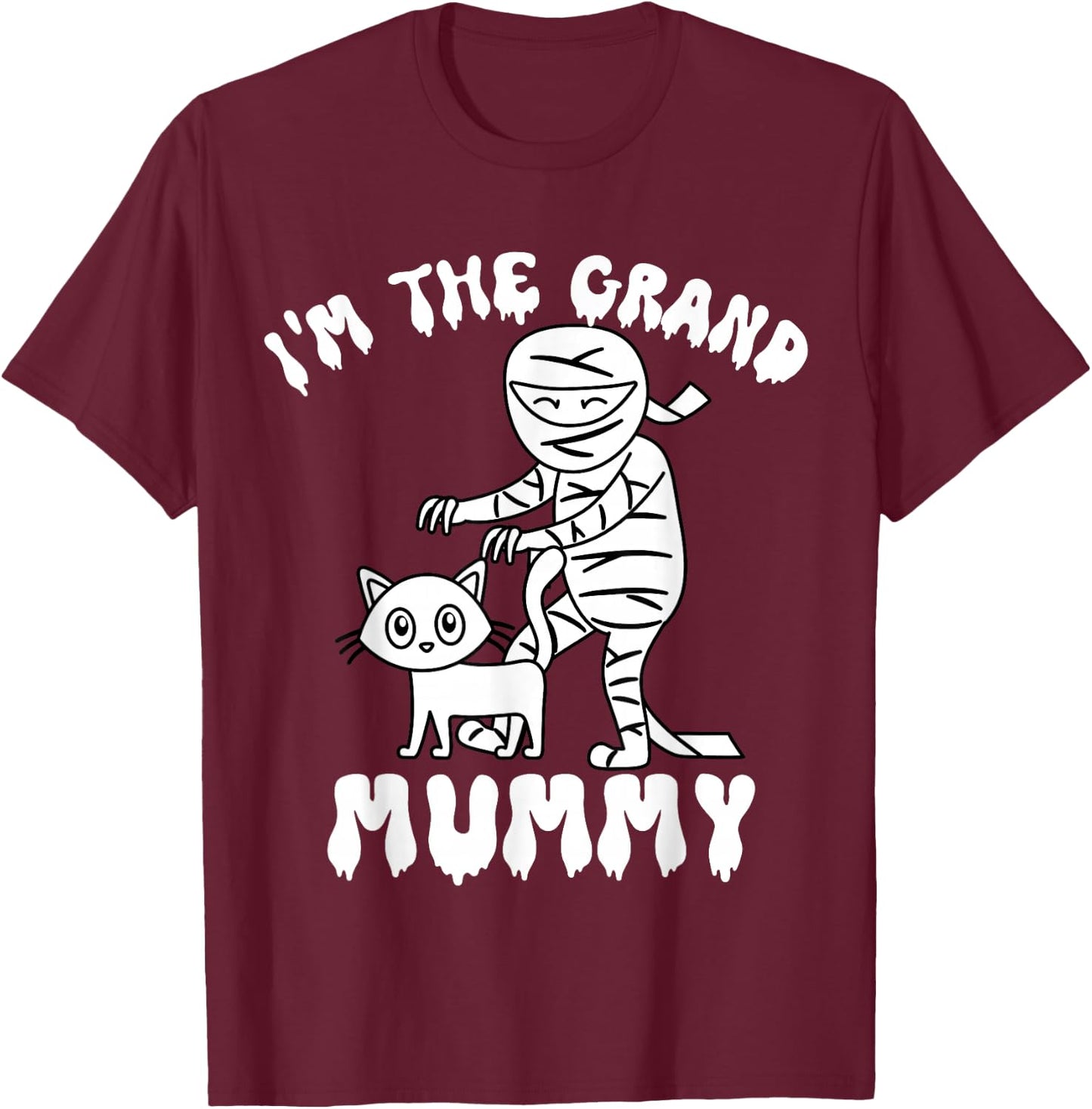 I'm The Grand Mummy Funny Grandma Halloween Costume Retro T-Shirt - T-Shirt | Maroon