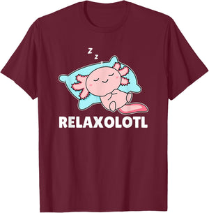 Relaxolotl Axolotl sleep Animals Relax Sweet Axolotl T-Shirt - T-Shirt | Maroon