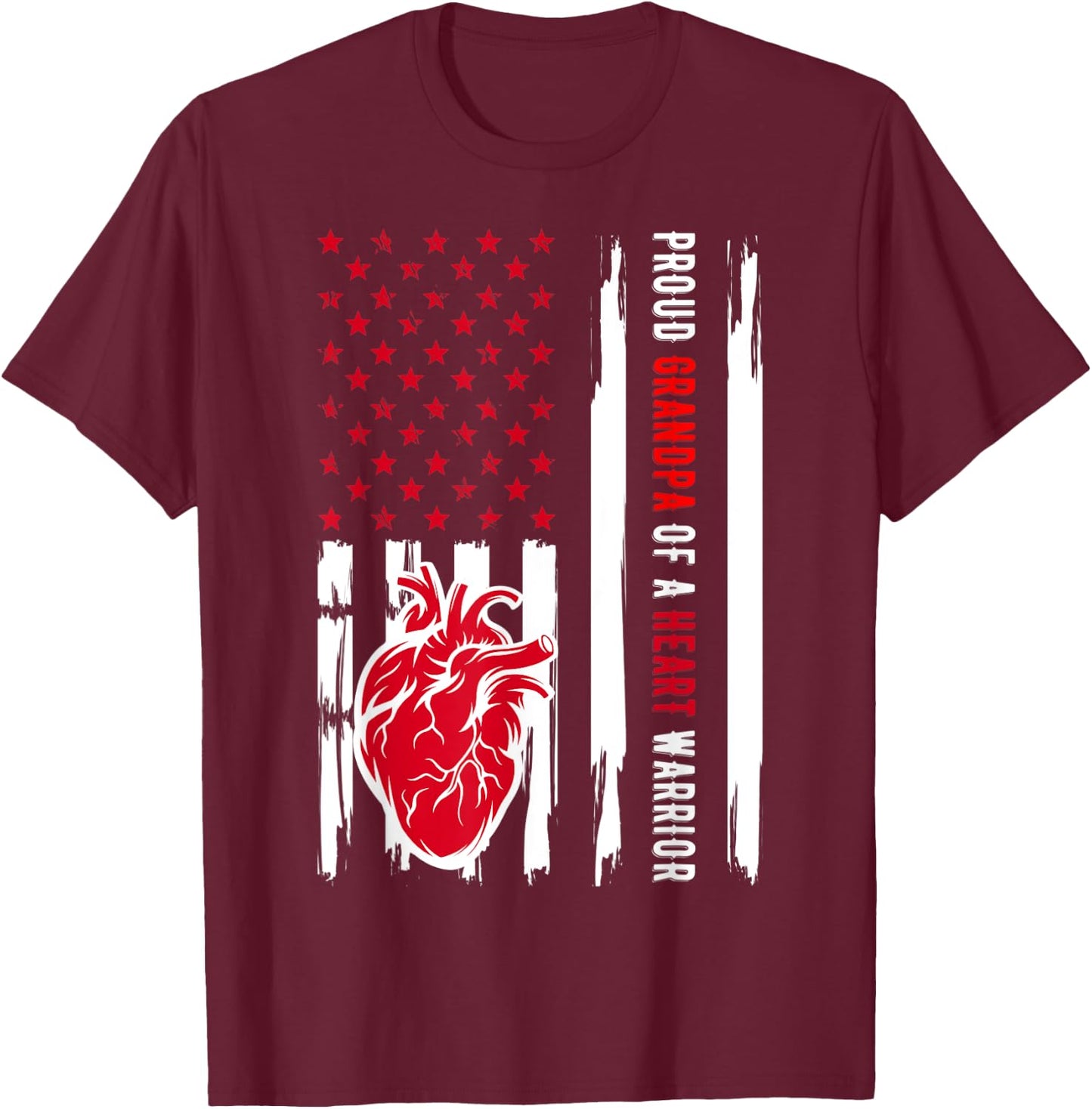 Proud Grandpa Of A Heart Warrior CHD Awareness T-Shirt - T-Shirt | Maroon