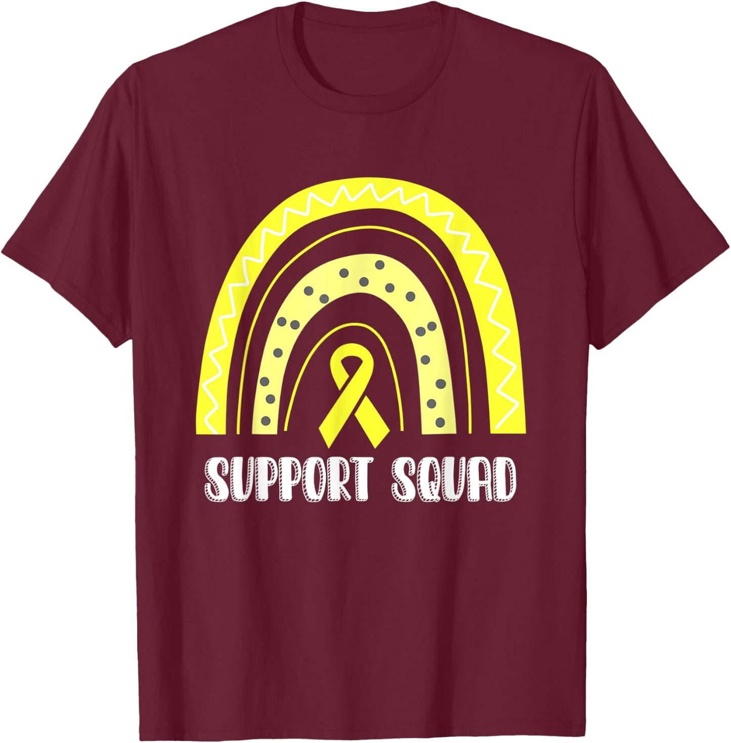 Support Squad Yellow Rainbow Myxoid Liposarcoma Awareness T-Shirt - T-Shirt | Maroon