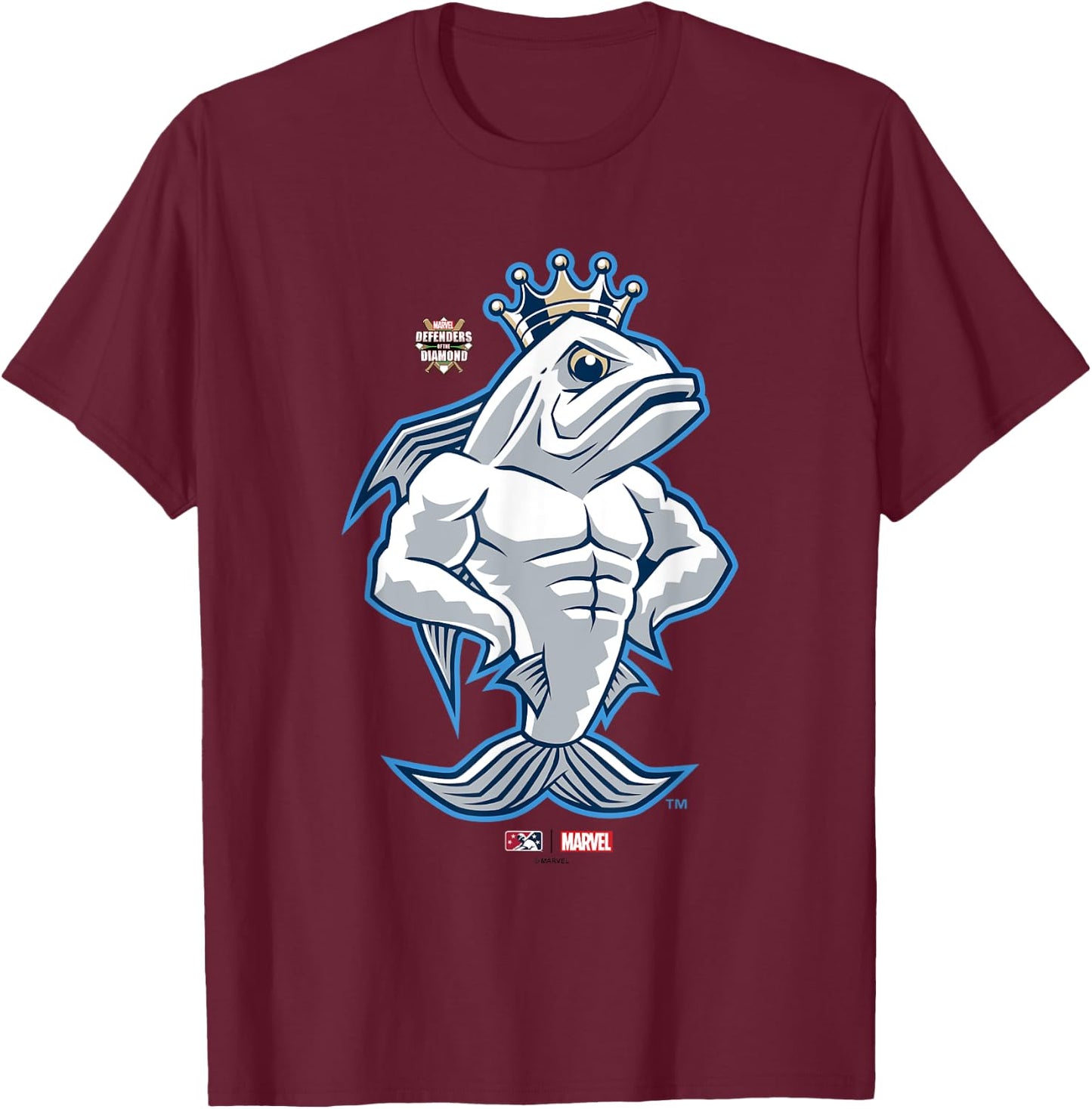 Marvel x MiLB Tampa Tarpons King Fish Mascot Portrait T-Shirt - T-Shirt | Maroon
