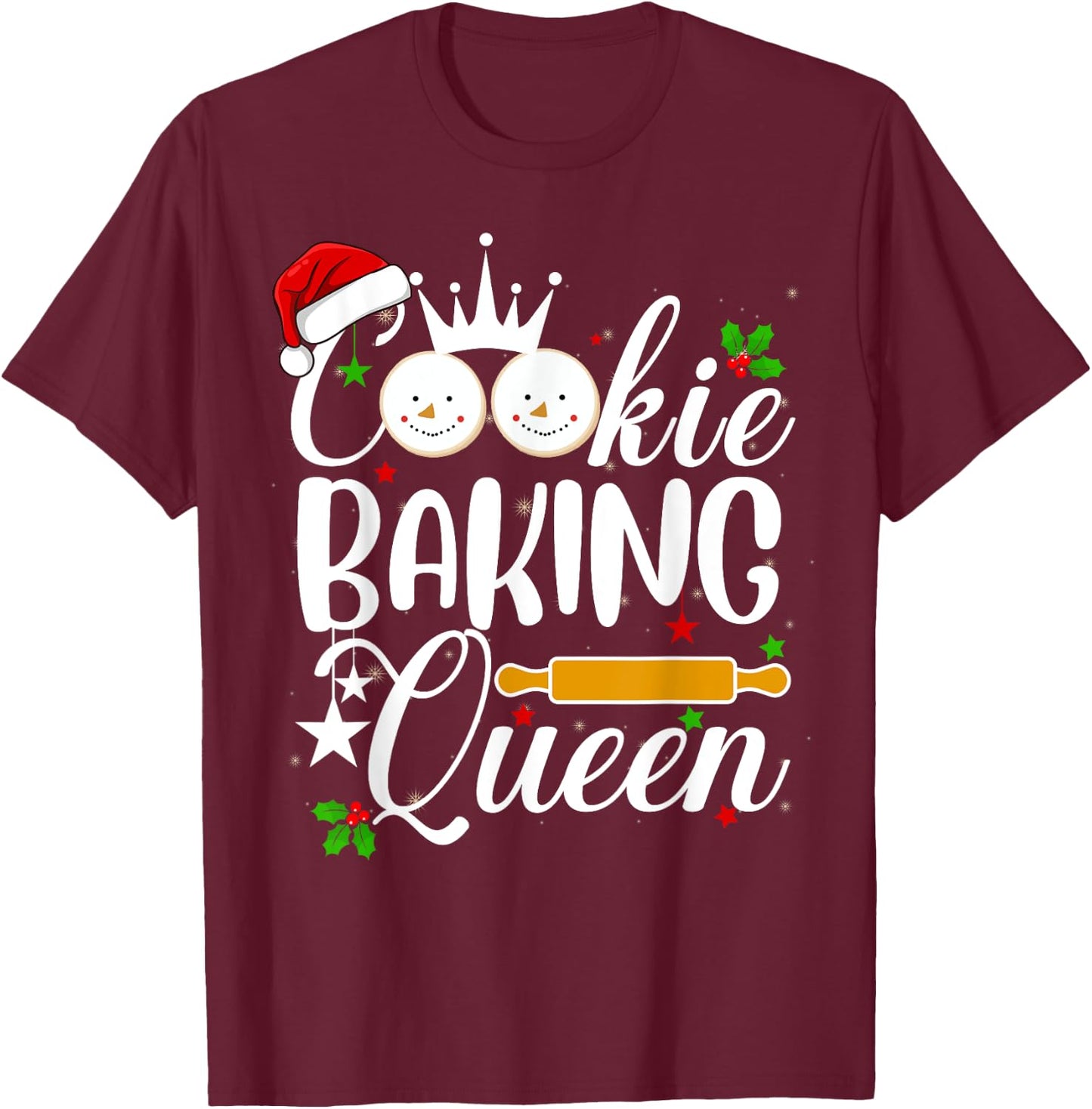 Christmas Cookie Baking Queen T-Shirt - T-Shirt | Maroon