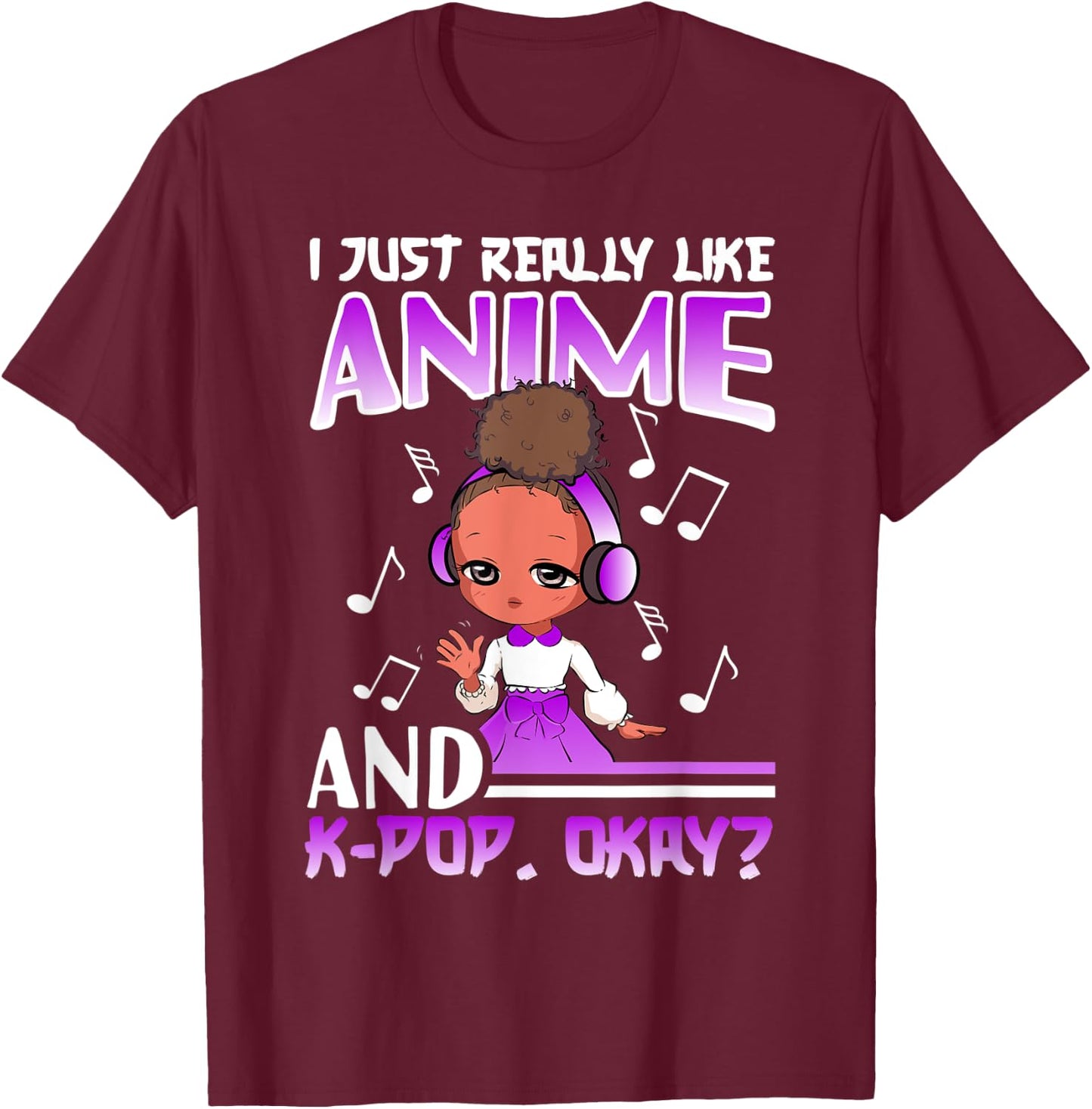 Anime K Pop African American Kpop Music Black Girl T-Shirt - T-Shirt | Maroon