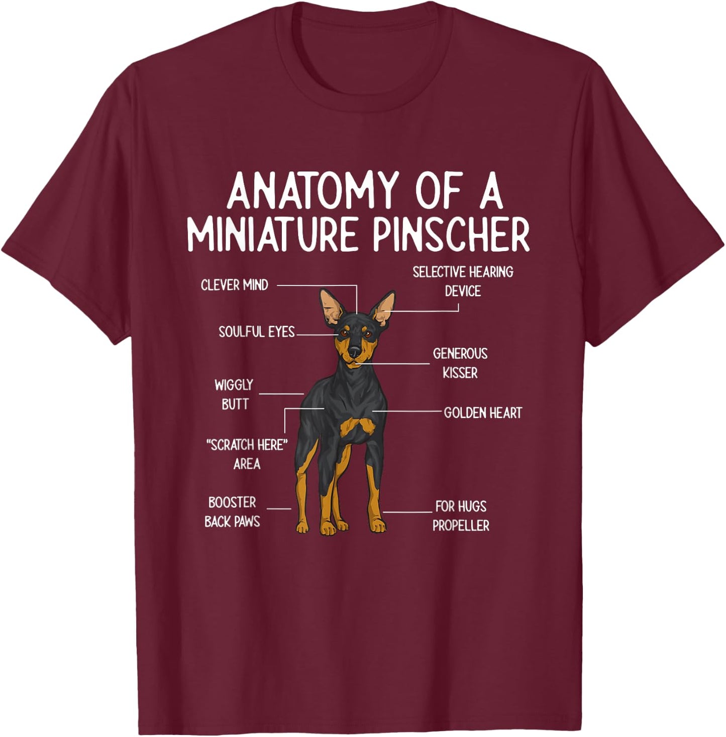 Miniature Pinscher Rehpinscher Min Pin Dog T-Shirt - T-Shirt | Maroon