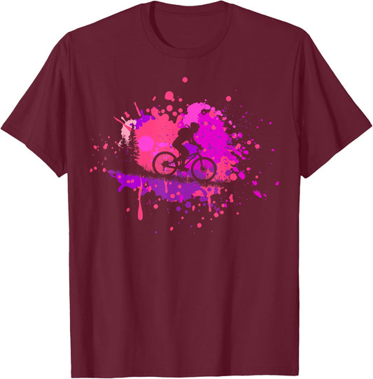 MTB for Mountain Biker | Girls Retro Mountain Bike T-Shirt - T-Shirt | Maroon