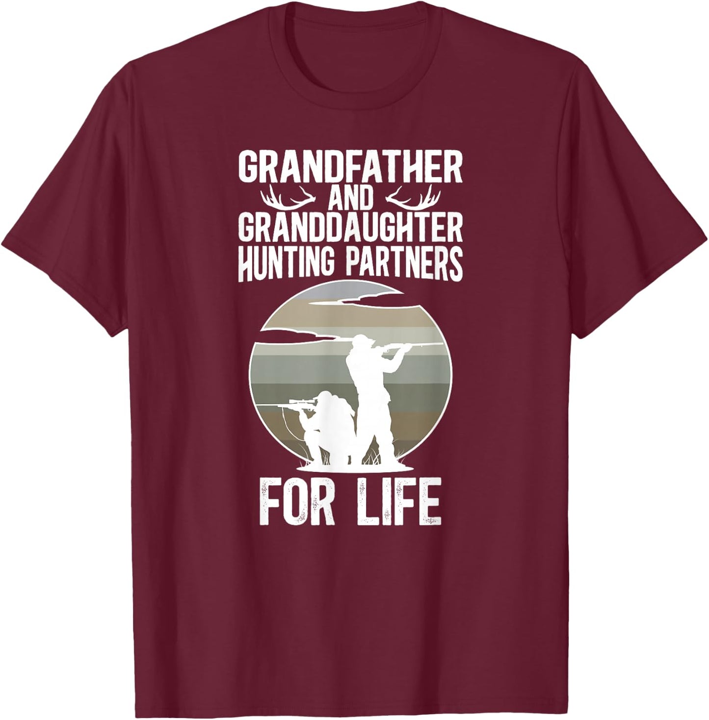 Grandfather And Granddaughter Hunting Buddies T-Shirt - T-Shirt | Maroon