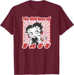 Betty Boop Mother's Day This Mom Runs Off Sass Portrait T-Shirt - T-Shirt | Maroon