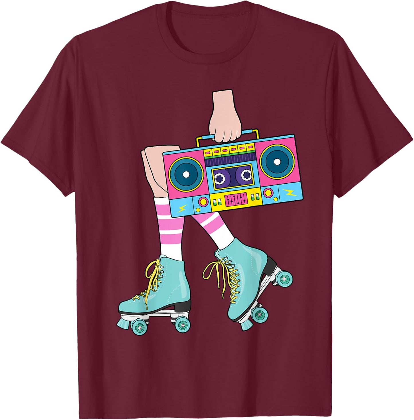 Roller Skating Retro 80's Roller Girl Funny Skater Skates T-Shirt - T-Shirt | Maroon
