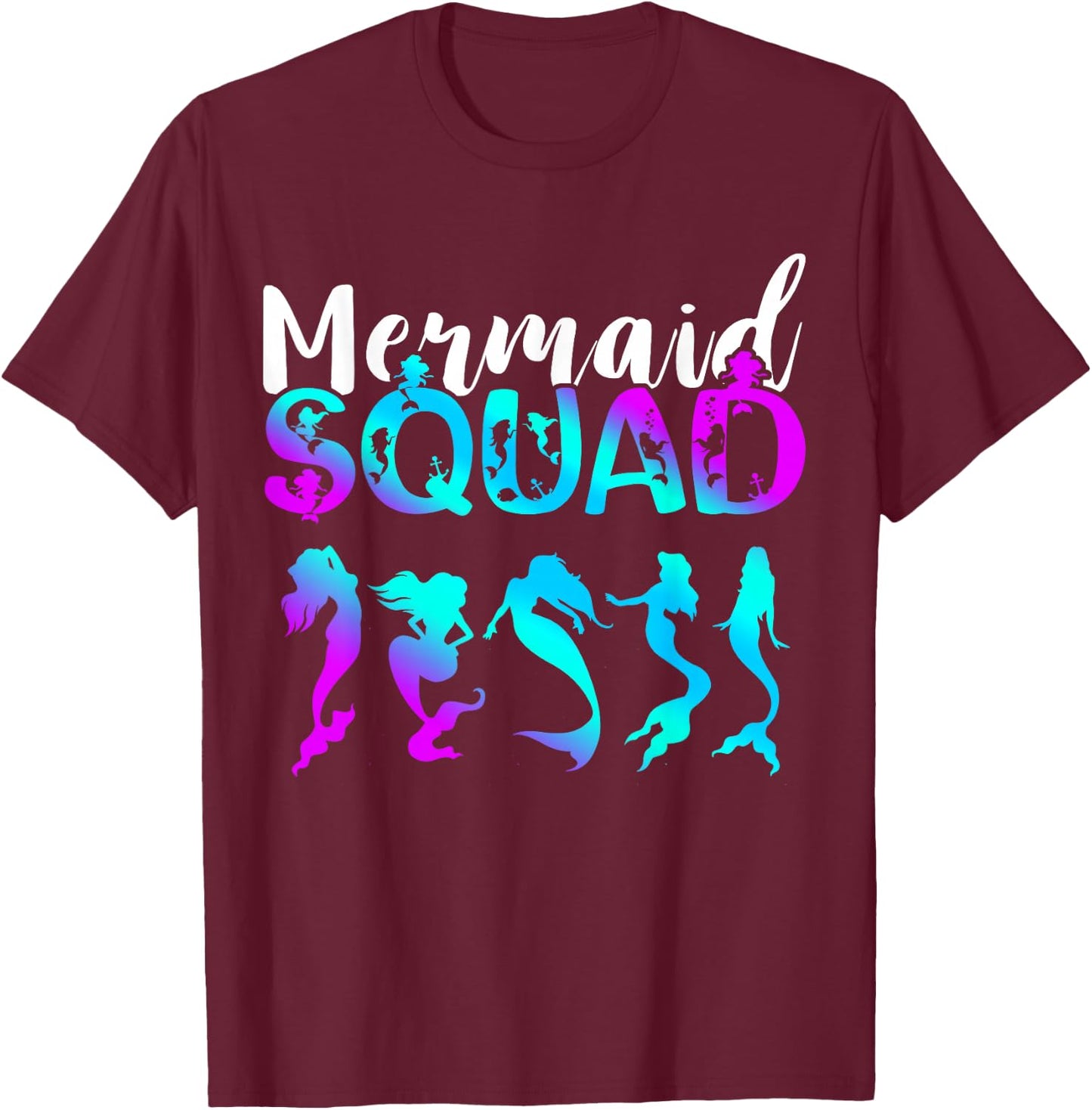 Mermaid Squad Clamshell Mermaid Crew Mermaid Squad Birthday T-Shirt - T-Shirt | Maroon