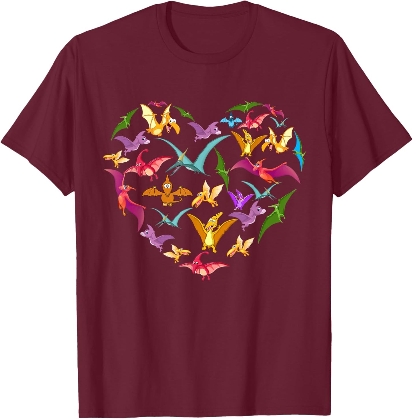pterodactyls lover heart | Dinosaur Birds men women kids T-Shirt - T-Shirt | Maroon