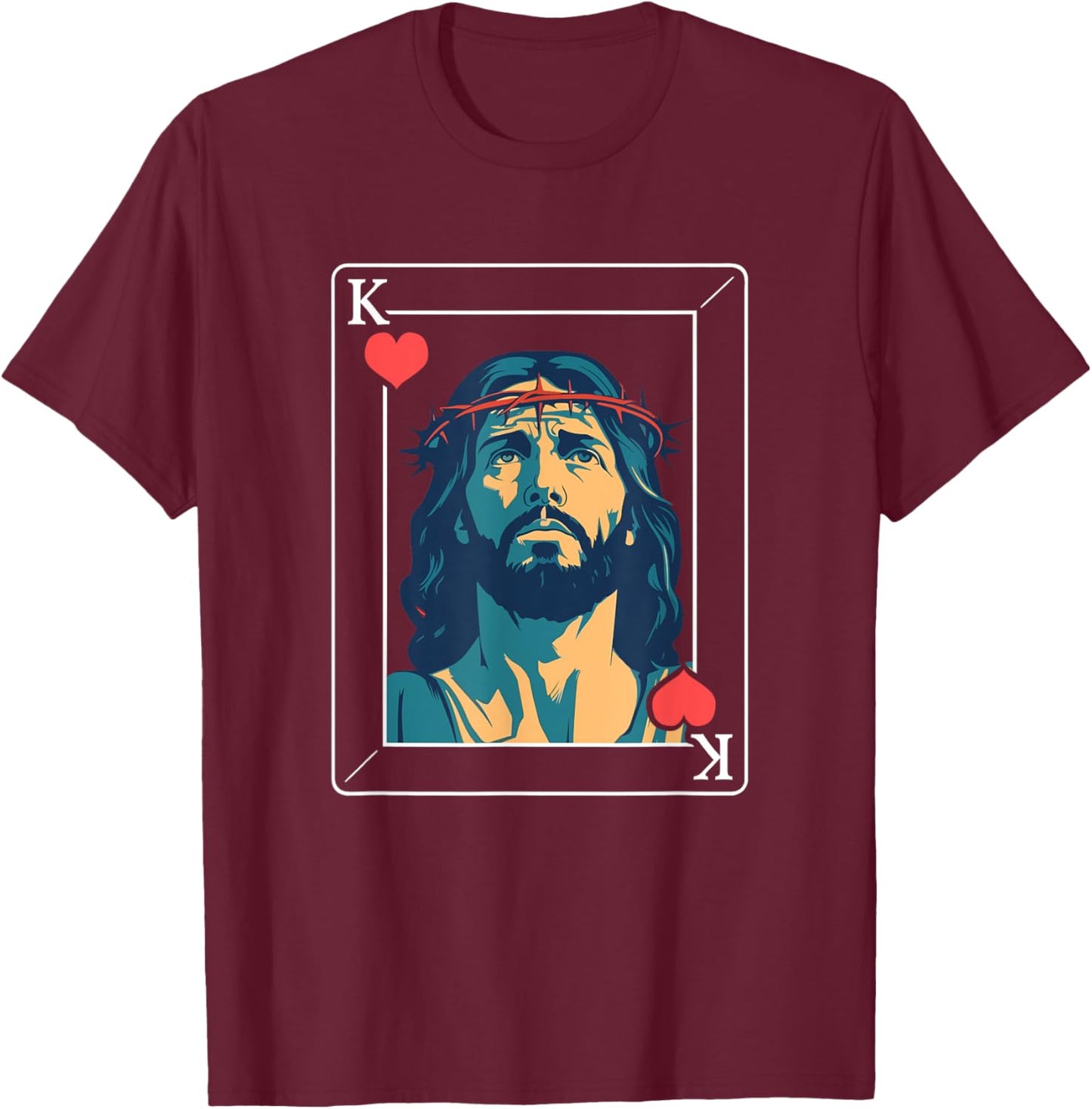 King of Hearts Jesus T-Shirt - T-Shirt | Maroon
