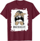 biker girl Life Messy Bun Leopard T-Shirt - T-Shirt | Maroon