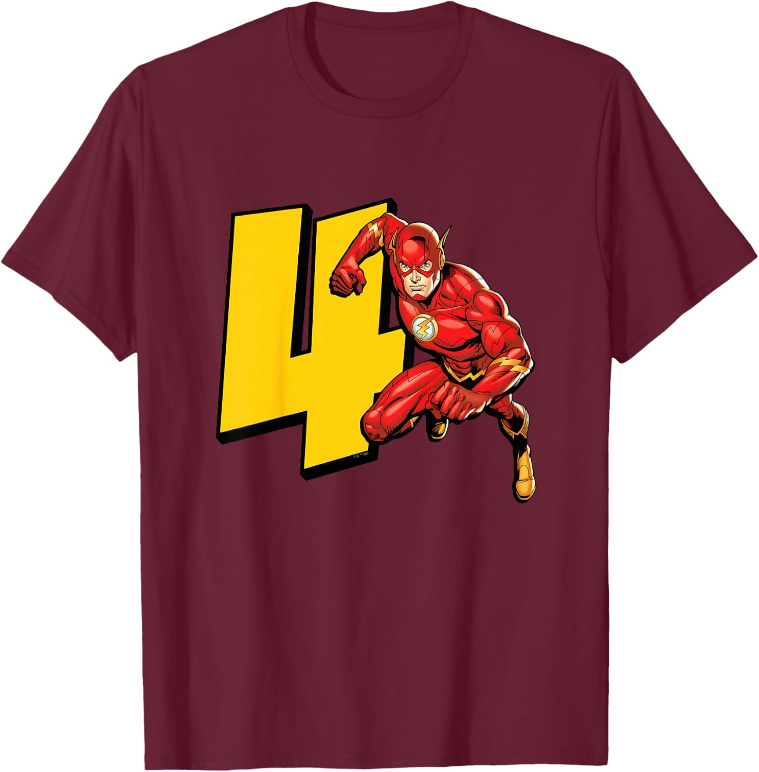 Kids The Flash Super Hero 4th Birthday T-Shirt - T-Shirt | Maroon